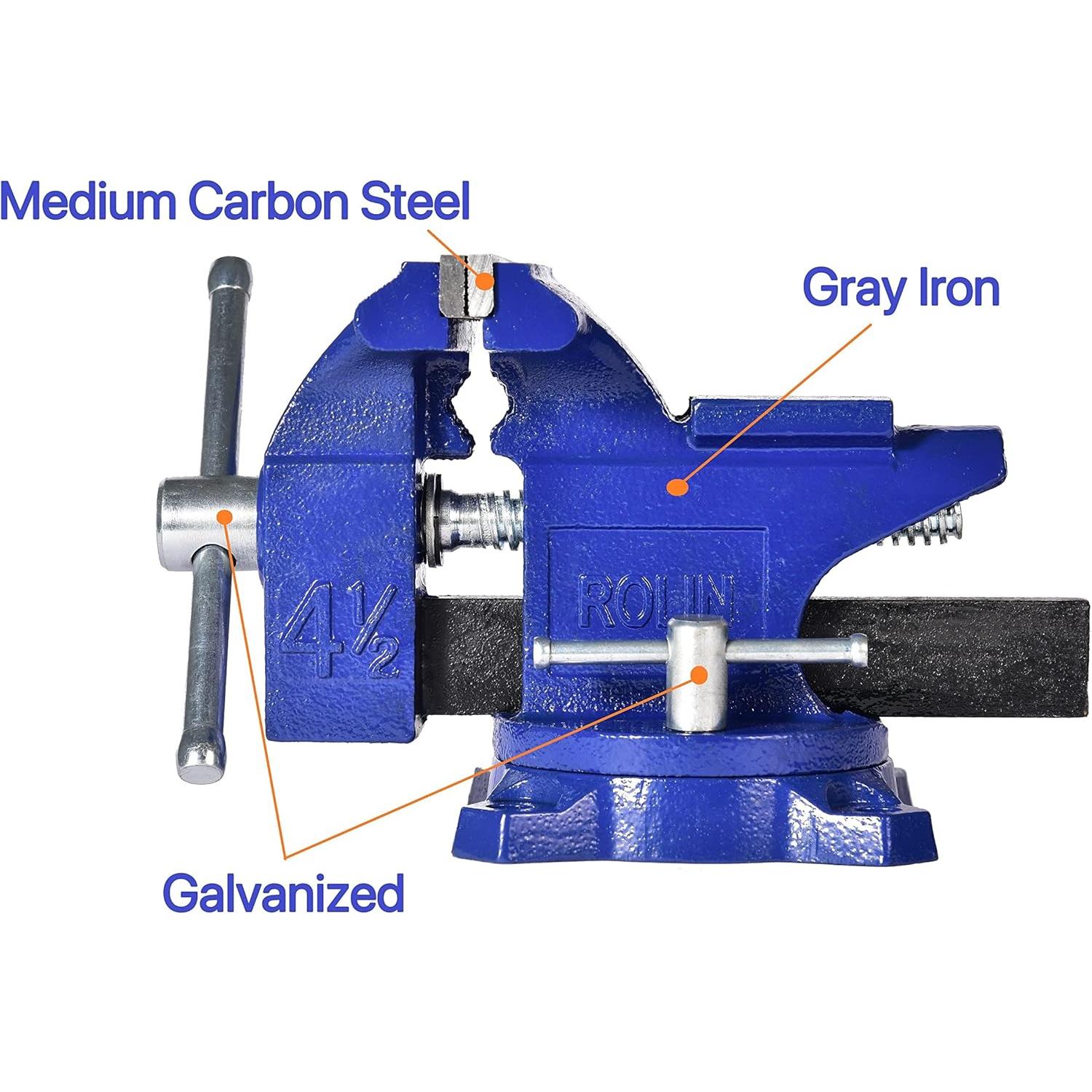 Prensa de Banco Rolin 11.4 cm con Base Giratoria 240°