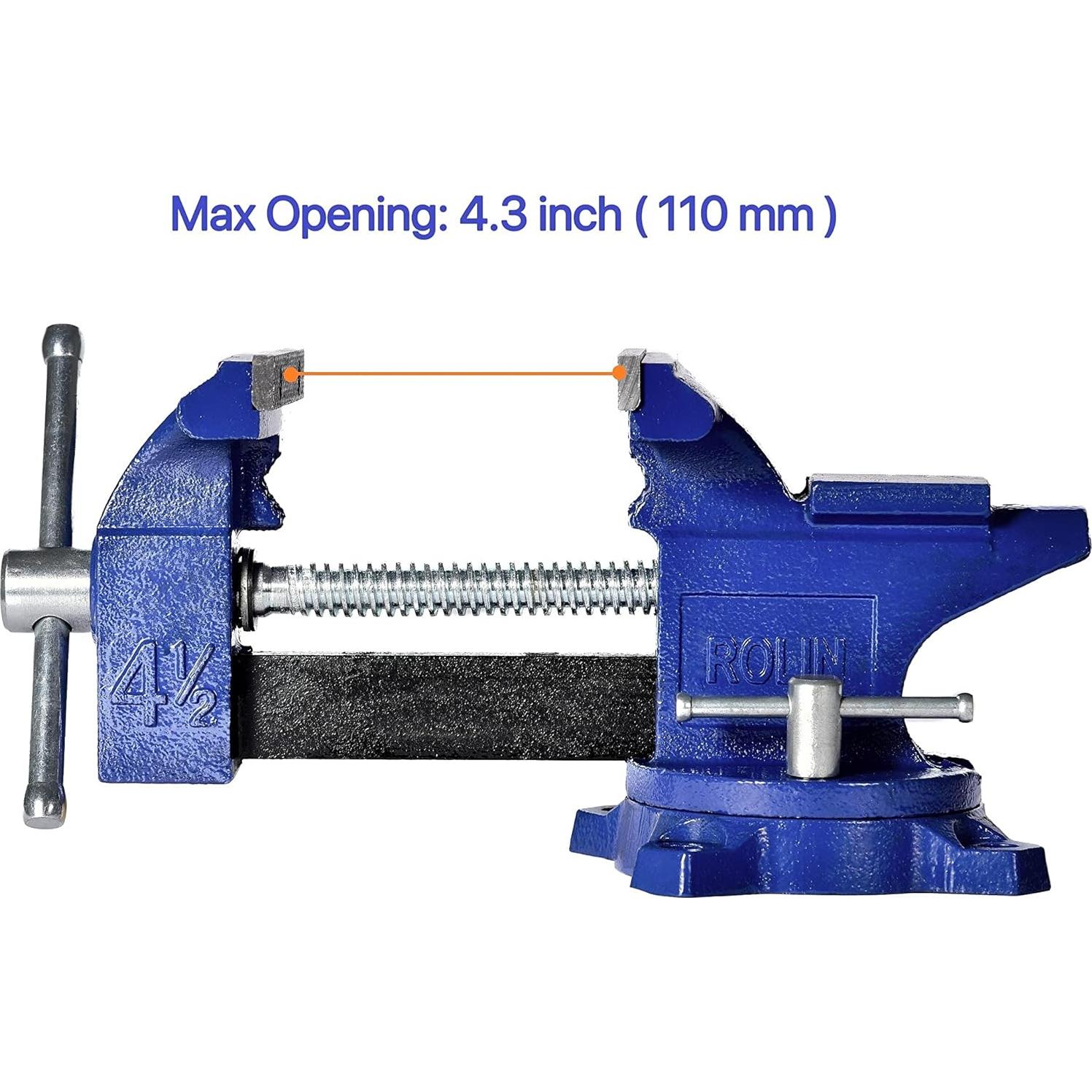 Prensa de Banco Rolin 11.4 cm con Base Giratoria 240°