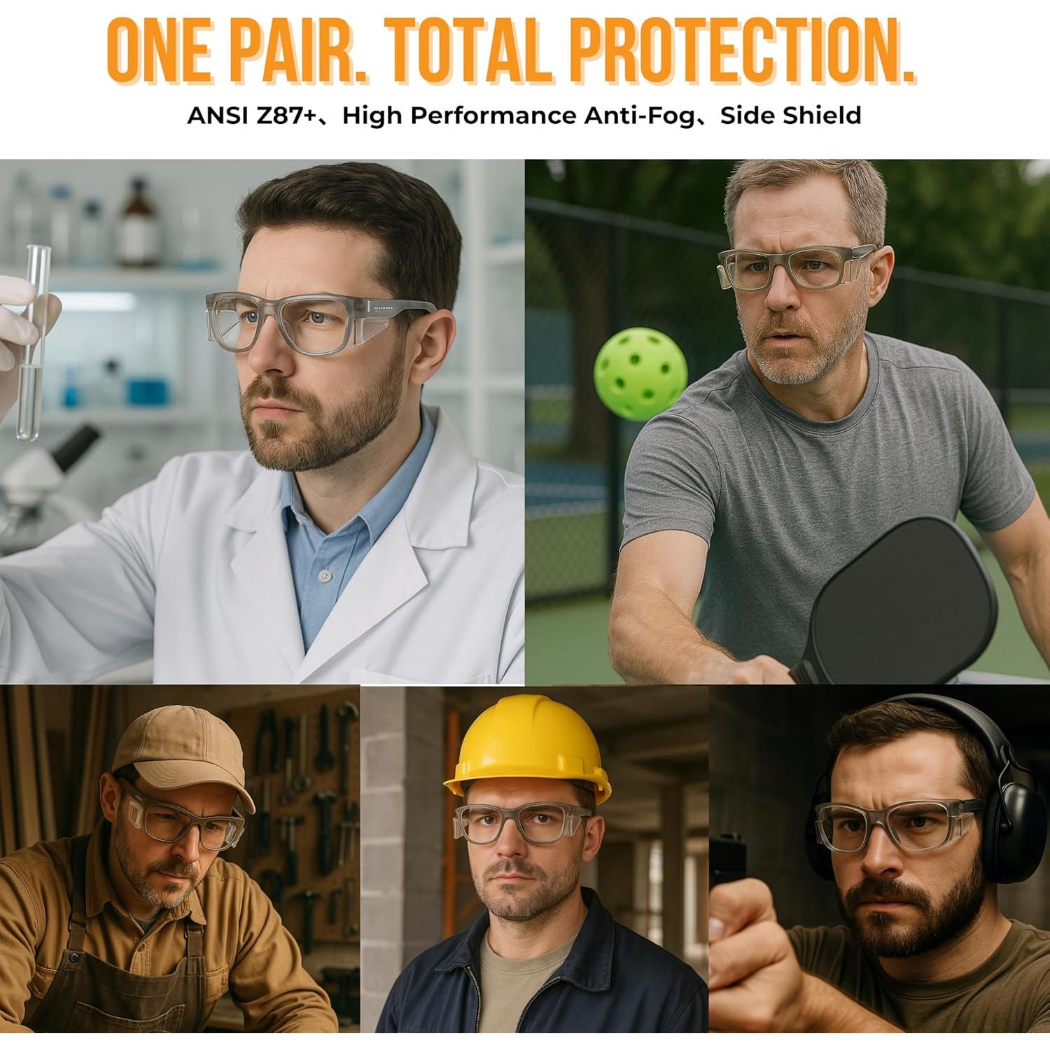 Gafas de Seguridad KOZIFACE E52G Antivaho Z87+ Unisex