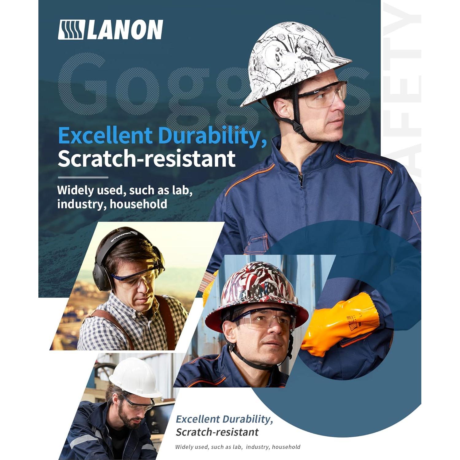 Gafas de Seguridad LANON Anti-Niebla 2.5x ANSI Z87.1 Ajustables