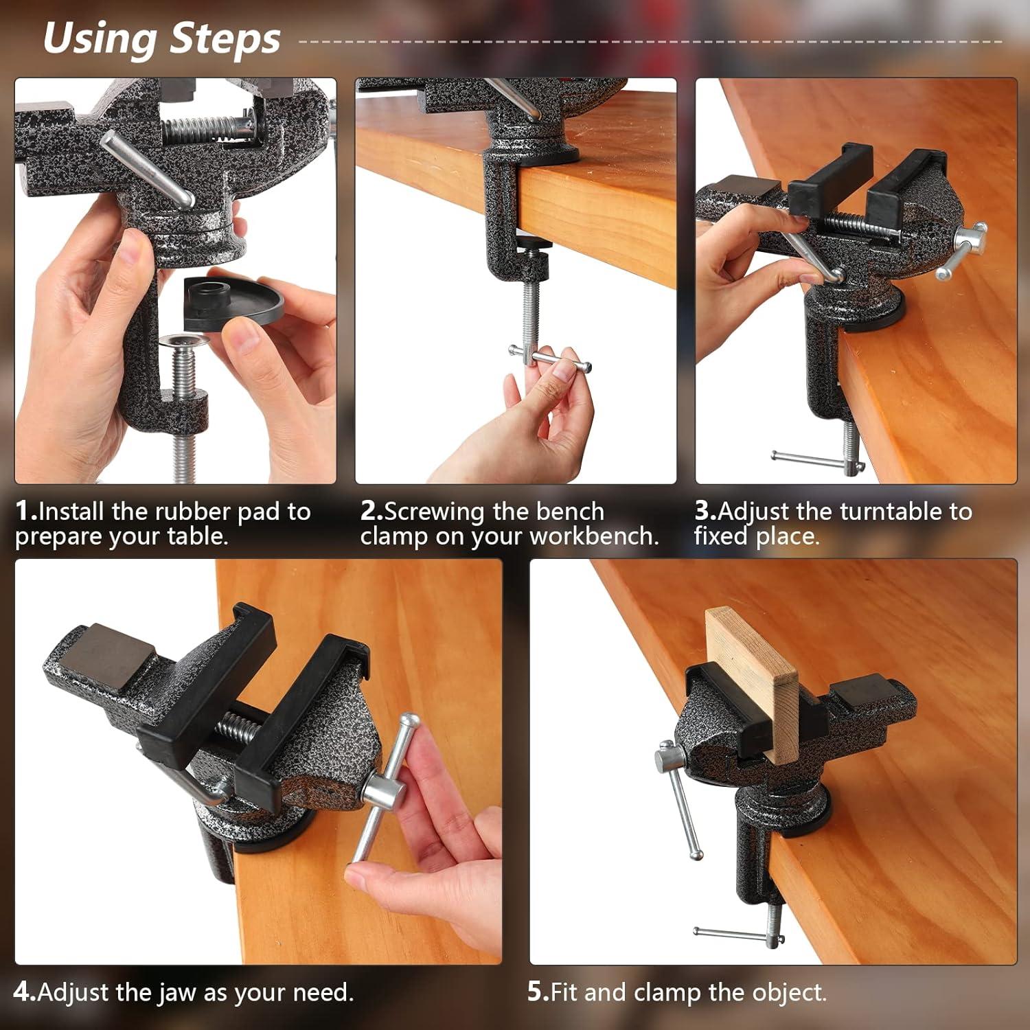 Prensa Universal GOXAWEE 80mm con Base Giratoria 360°