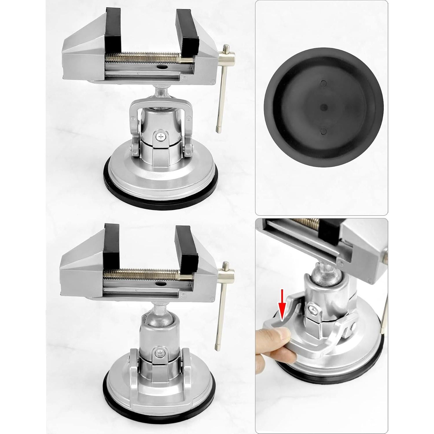 Morsa de Vacío Portátil QWORK 8 cm Rotación 360°