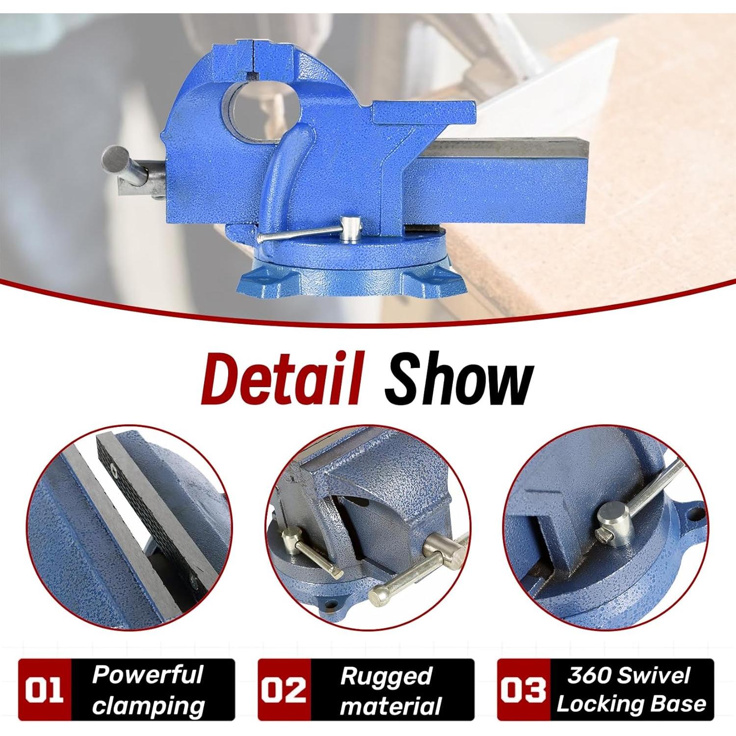 Prensa de Banco Findmall 15.24 cm Servicio Pesado Base Giratoria