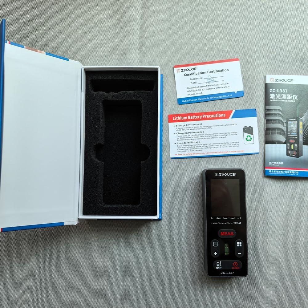 Medidor de Distancia Láser Digital ZHOUCE 60m Rango 100m