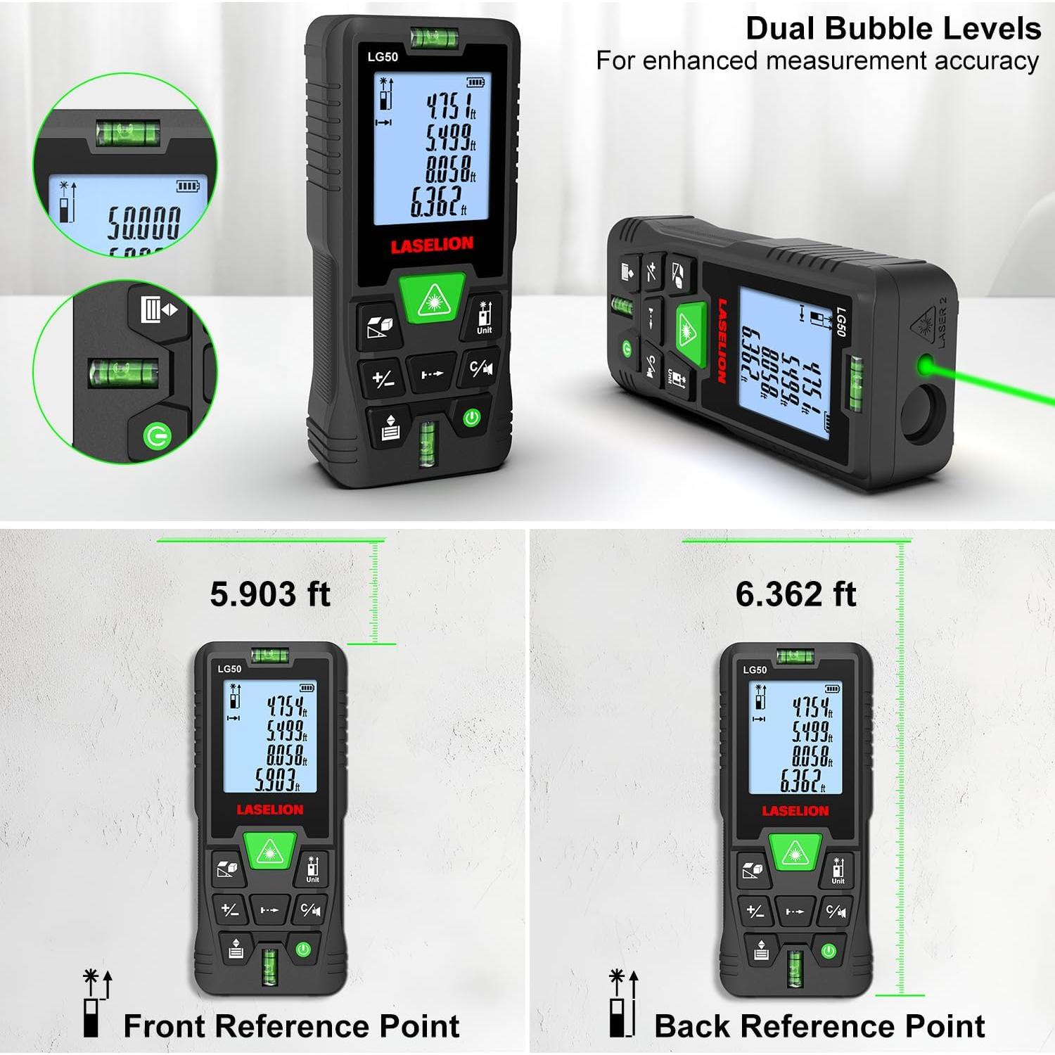 Medidor de Distancia Láser LASELION LG50 50m Pantalla LCD