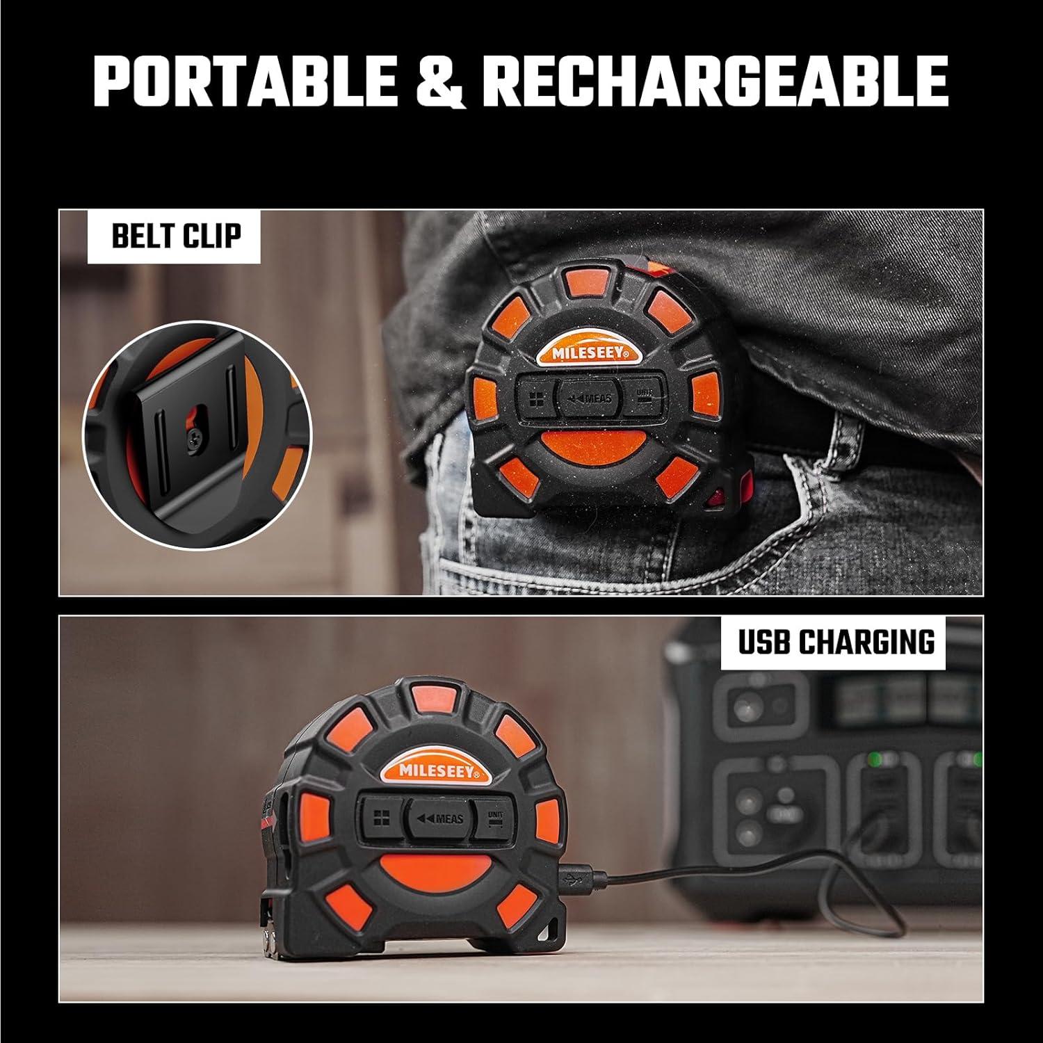 Cinta Métrica Láser 2-en-1 MILESEEY DT11 4.88m y 40m