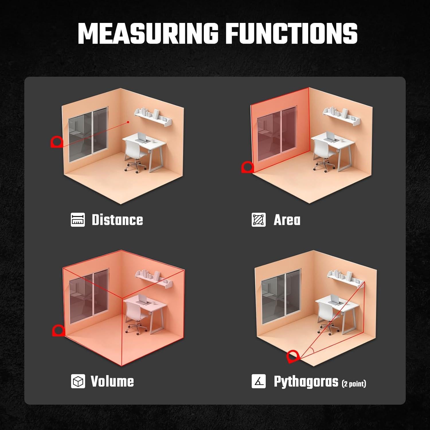 Cinta Métrica Láser 2-en-1 MILESEEY DT11 4.88m y 40m