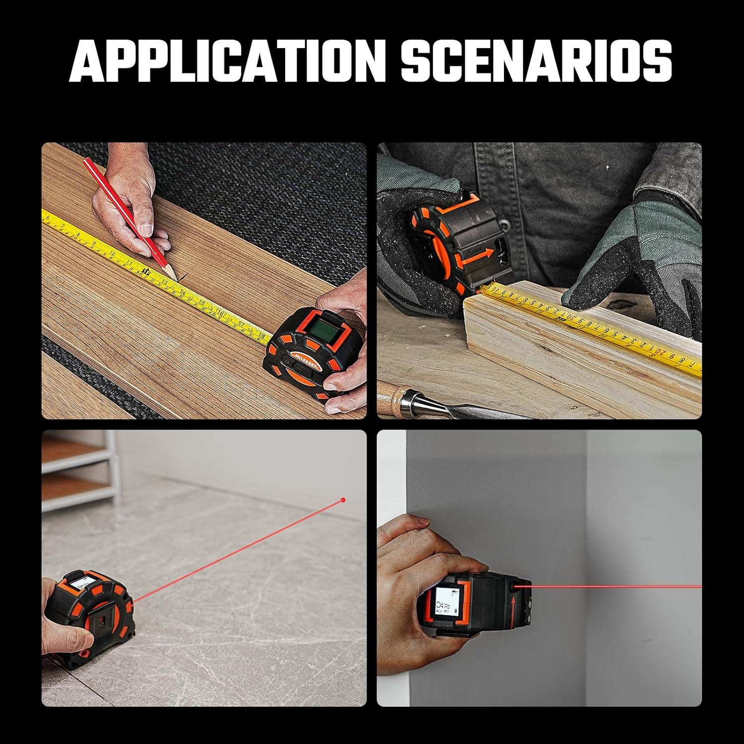 Cinta Métrica Láser 2-en-1 MILESEEY DT11 4.88m y 40m