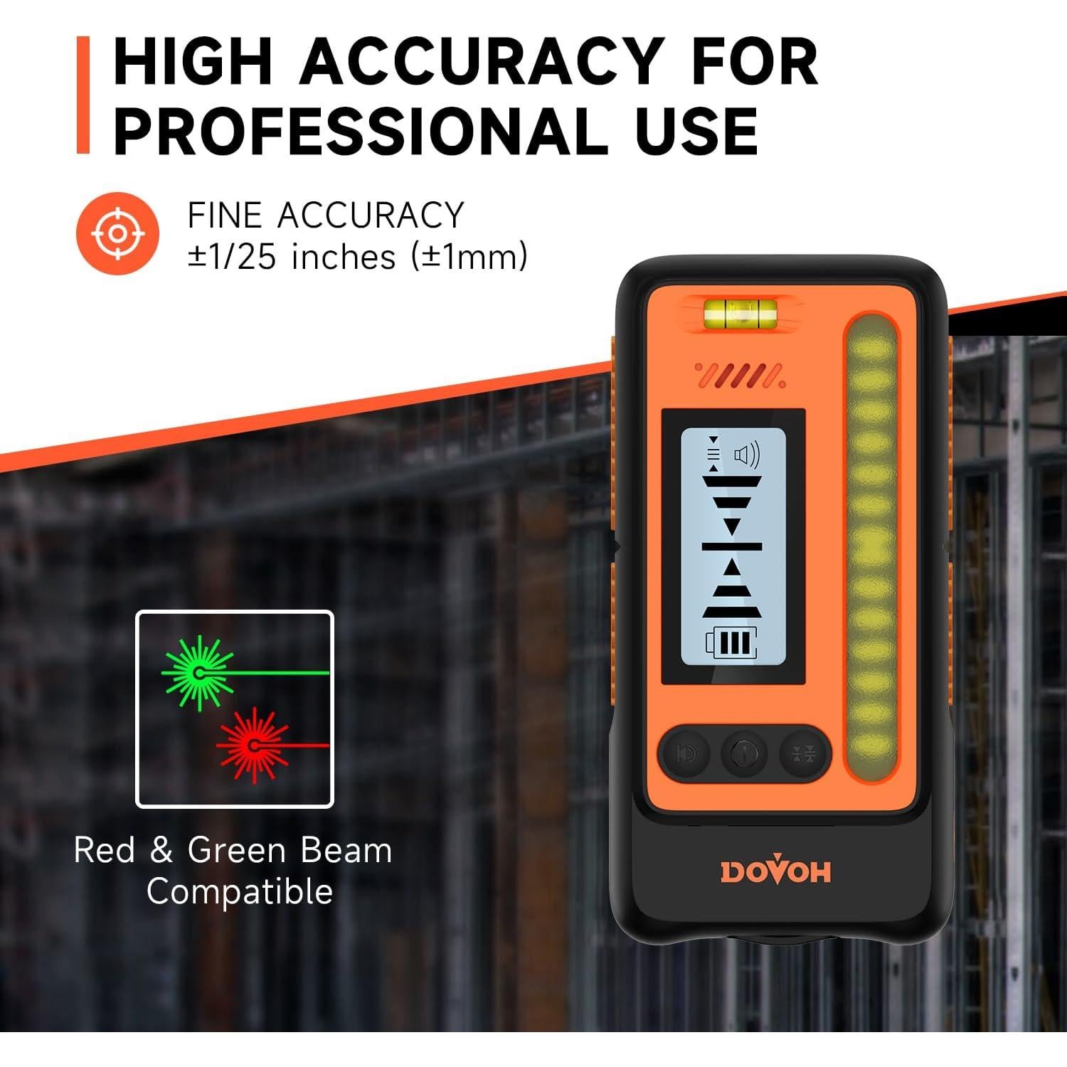 Receptor de Nivel Láser DOVOH DR1 60m Doble Pantalla LCD