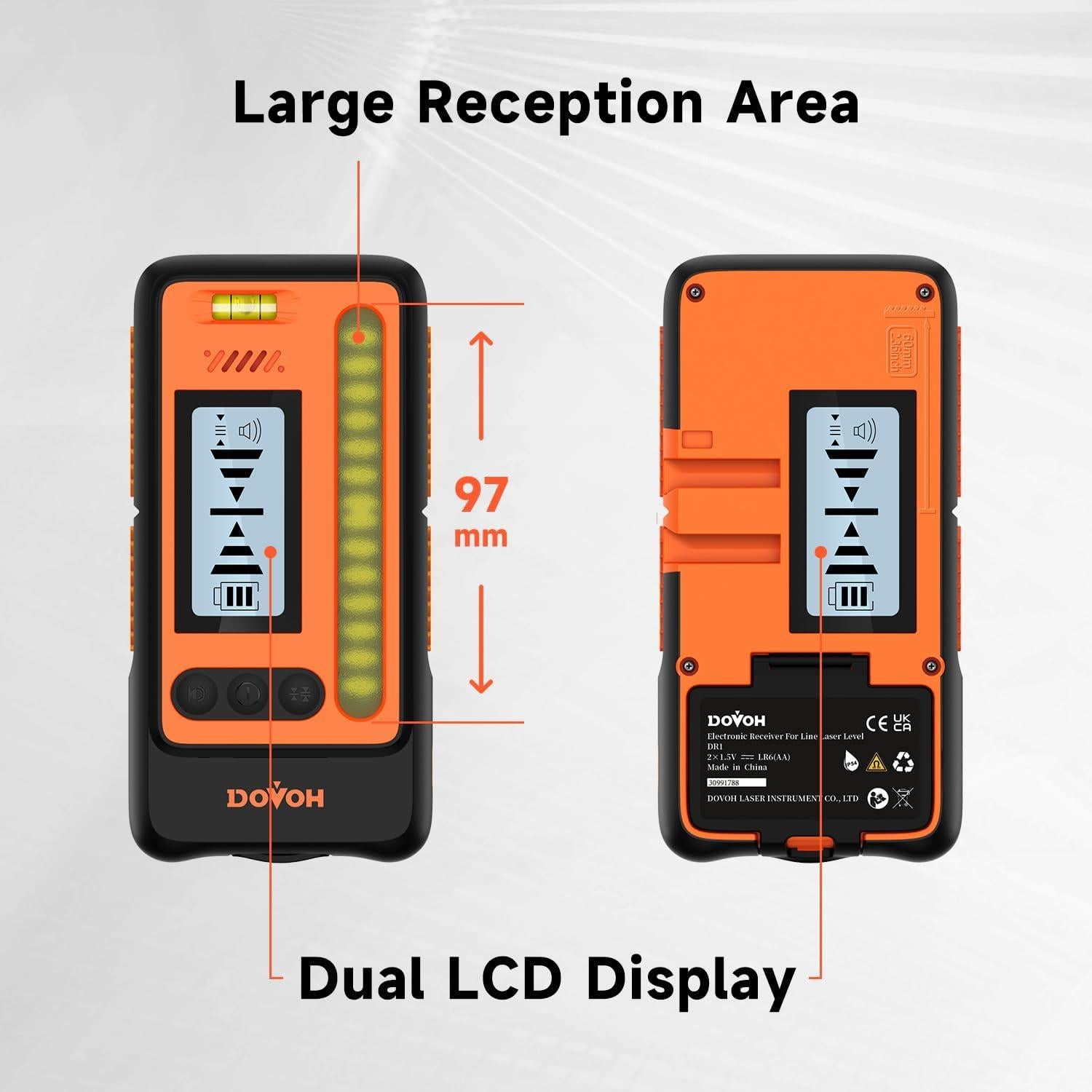 Receptor de Nivel Láser DOVOH DR1 60m Doble Pantalla LCD