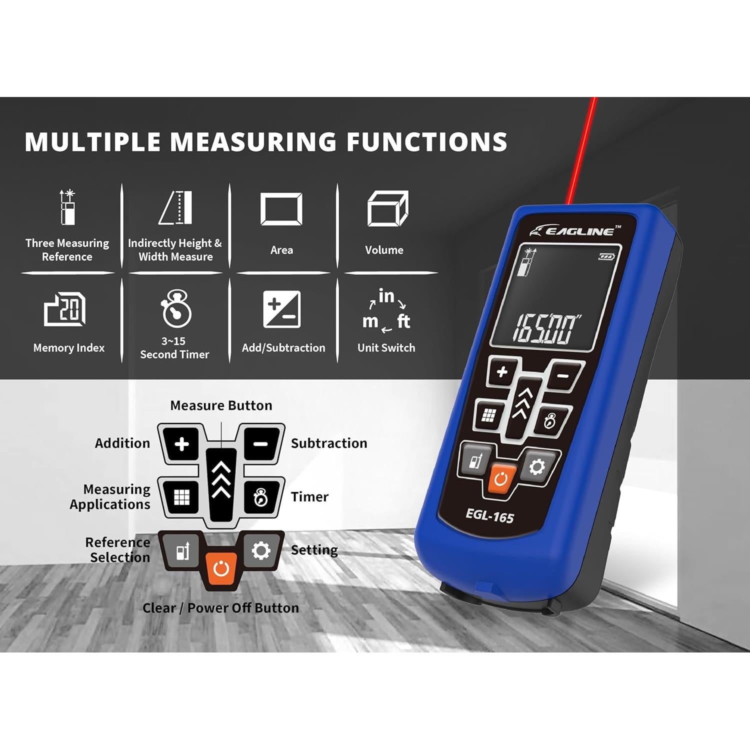 Medidor de Distancia Láser EAGLINE EGL165 50.29m Azul