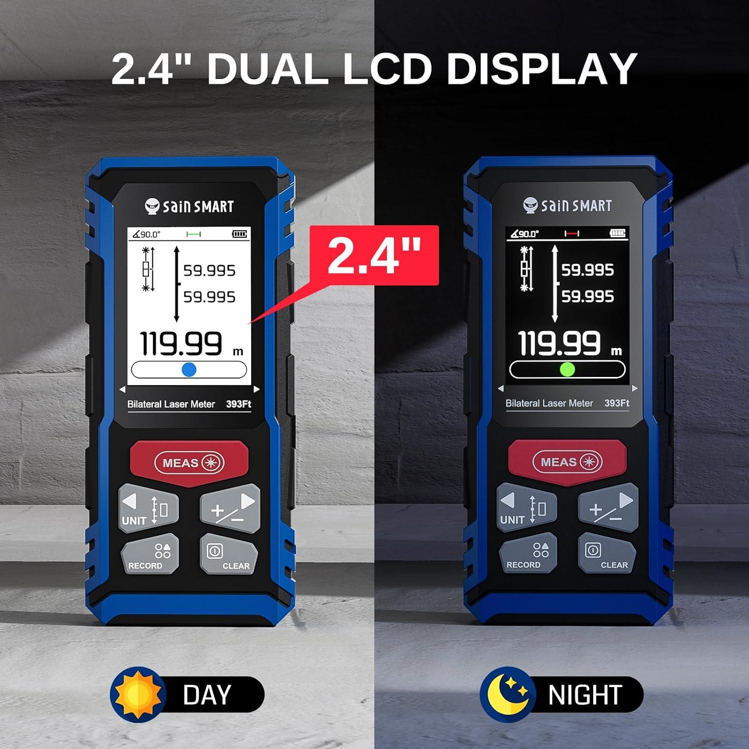 Medidor de Distancia Láser Doble SainSmart BLM-393R 120m