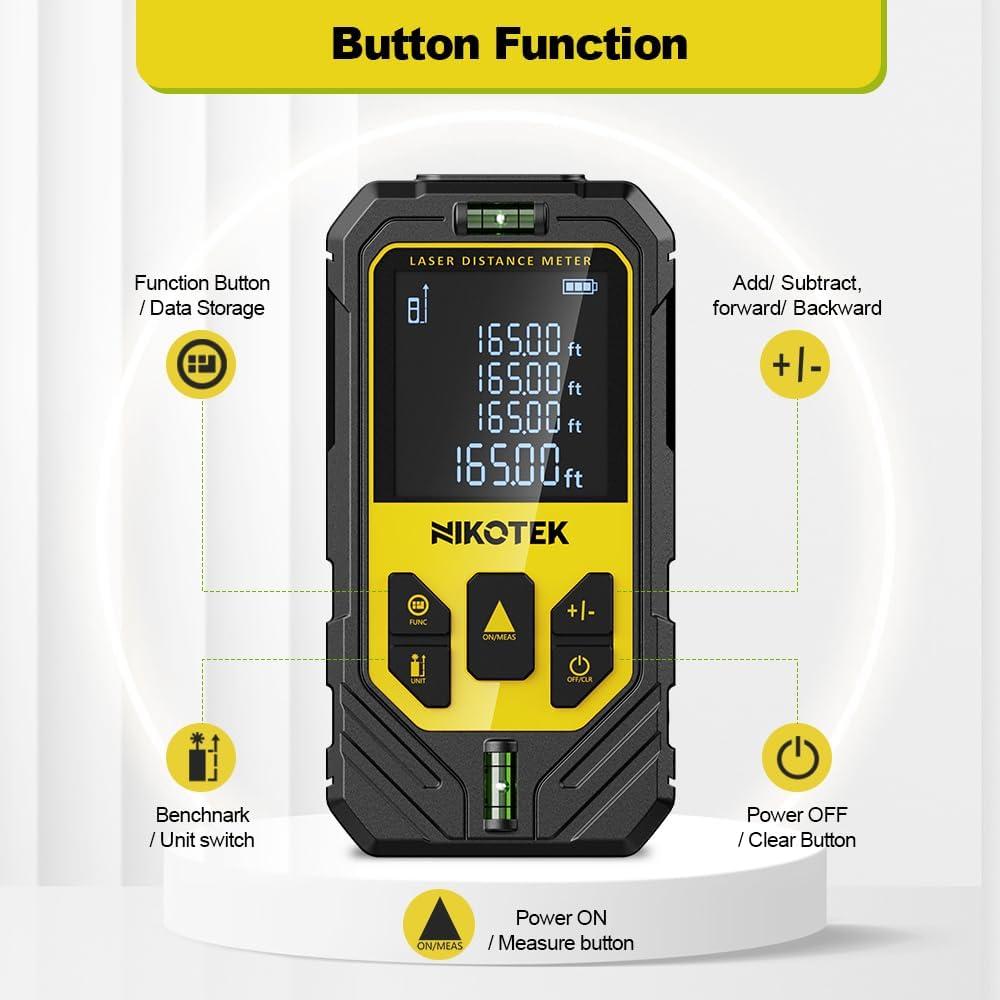 Medidor Láser Nikotek NK50 con Pantalla LCD y 50.29m