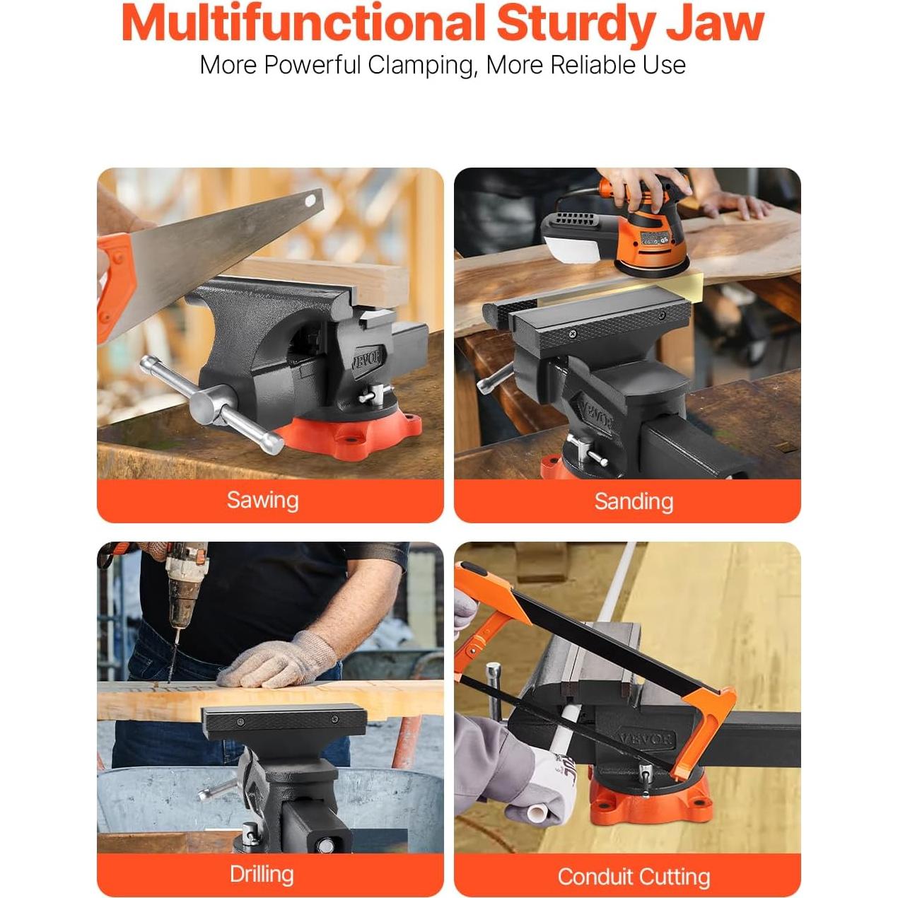 Prensa de Banco VEVOR 20.32 cm Mordazas Bidireccionales Hierro