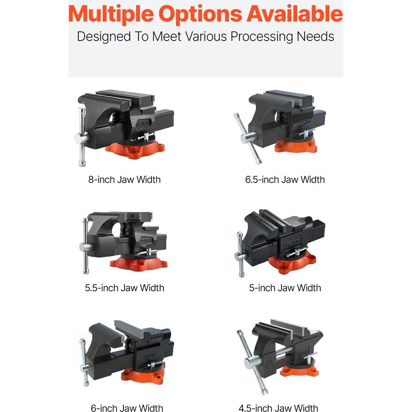 Prensa de Banco VEVOR 20.32 cm Mordazas Bidireccionales Hierro