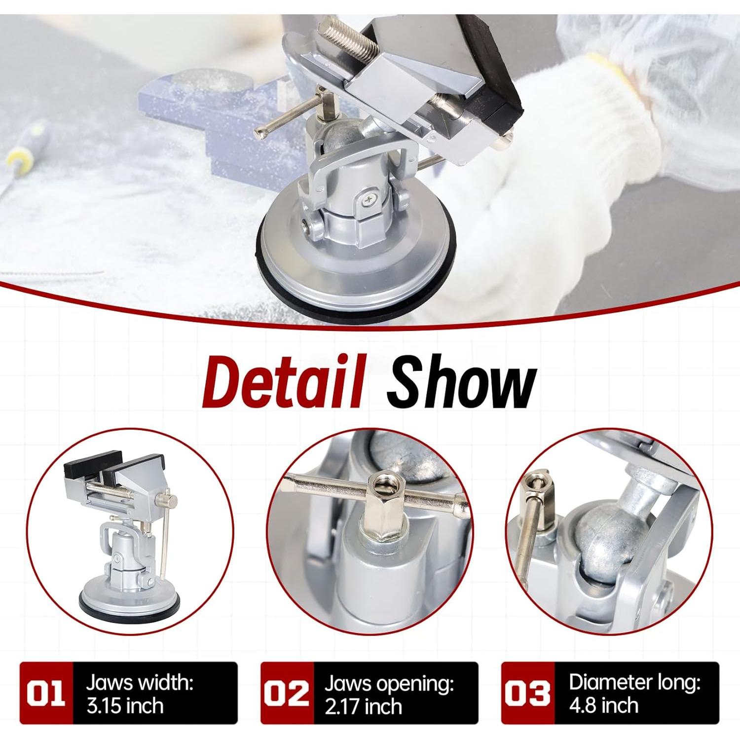 Sostenedor de Vacío Portátil Findmall 360° con Mordazas 8 cm