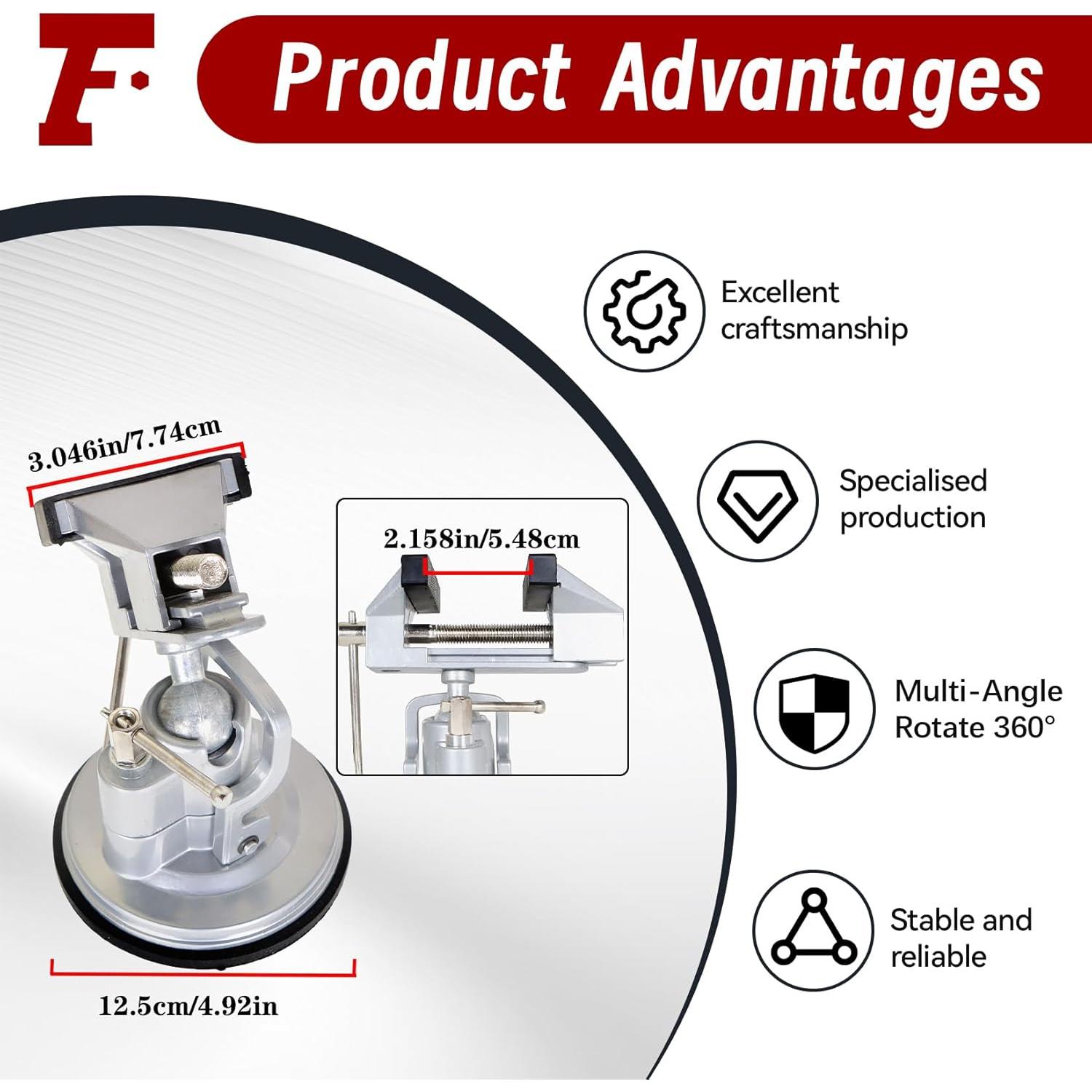 Sostenedor de Vacío Portátil Findmall 360° con Mordazas 8 cm