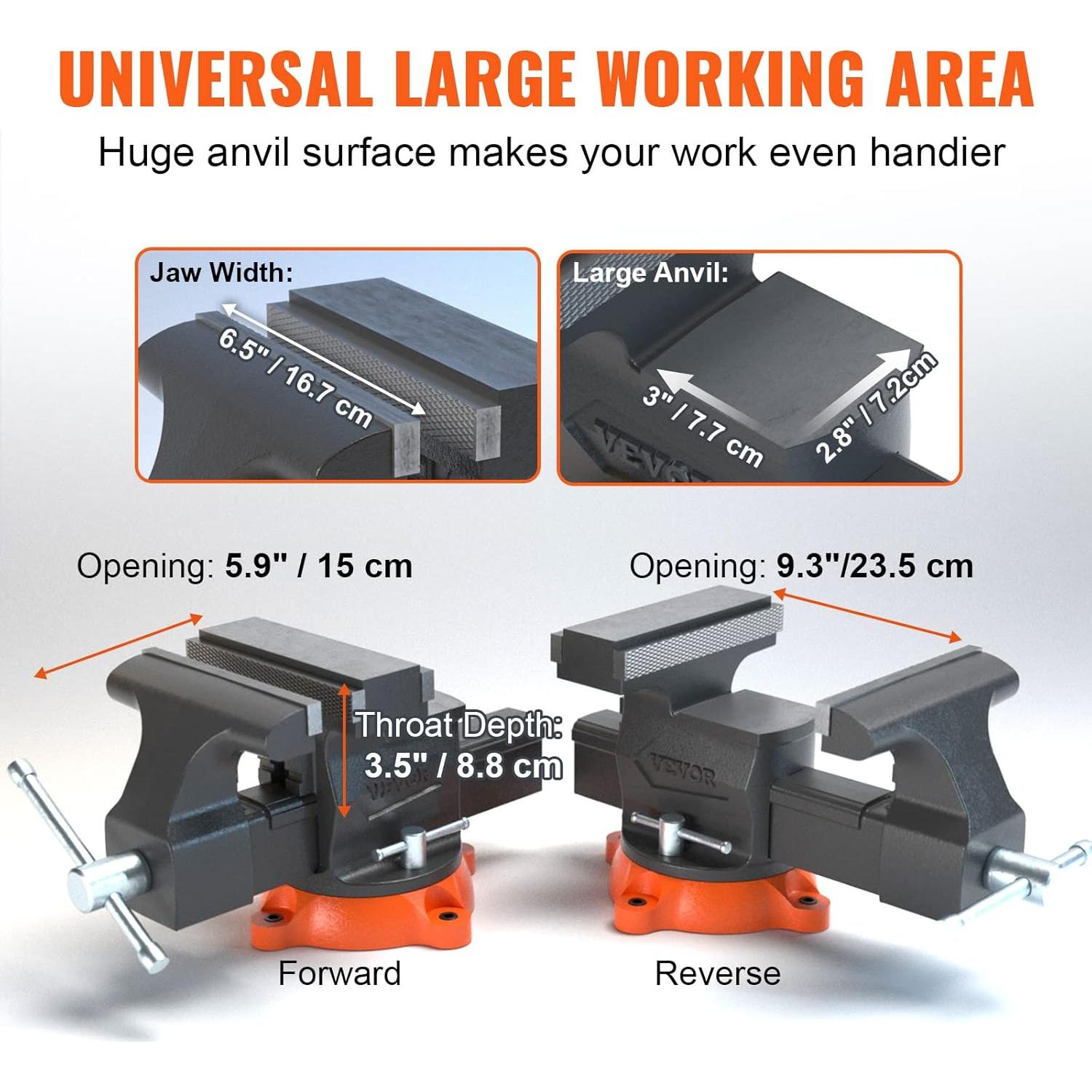 Prensa de Banco VEVOR 16.5 cm Hierro Dúctil Base Giratoria