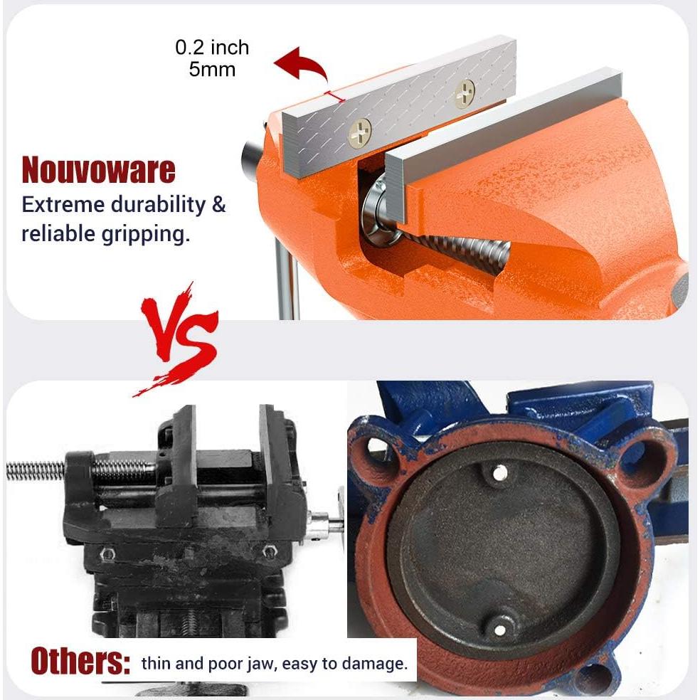 Morsa de Mesa Nuovoware 70 mm Base Giratoria 360° Naranja