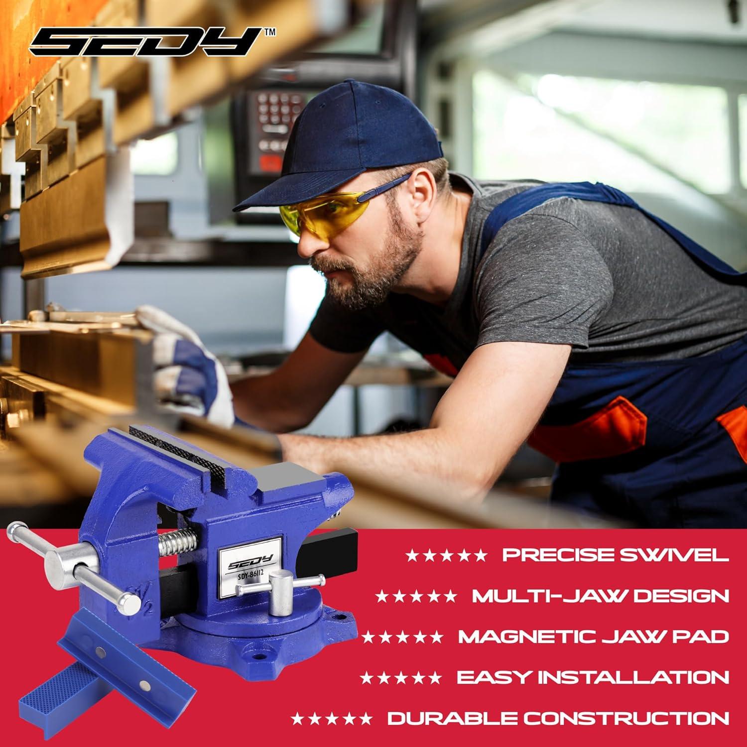 Morsa de Banco SEDY 11.4 cm Alta Resistencia con Almohadillas