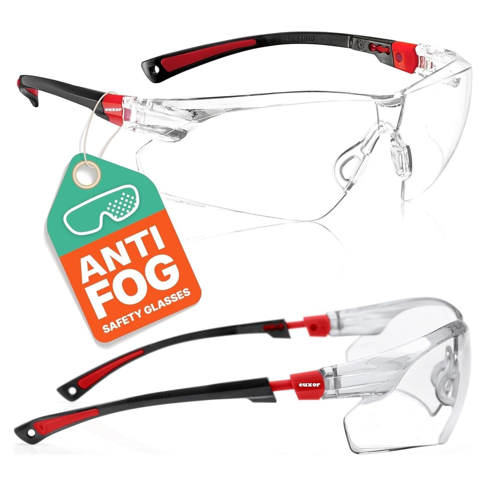 Gafas de Seguridad Anti-vaho Rojo con Protección UV y Estuche