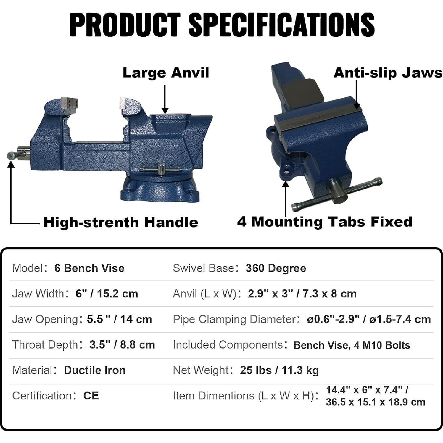 Prensa de Banco PPUMP 15.2 cm Hierro Fundido Azul