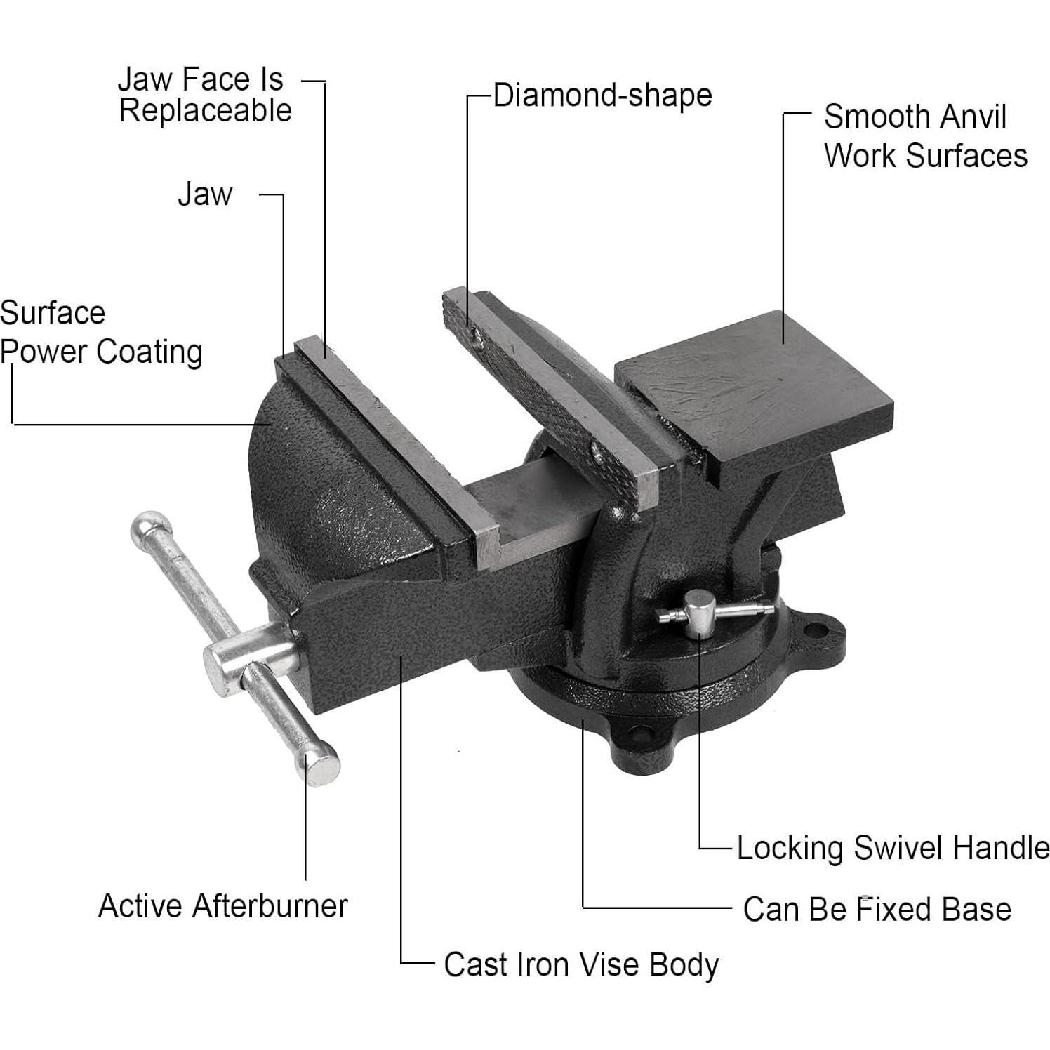 Prensa de Banco Pesada 7" Wiselifetech con Base Giratoria