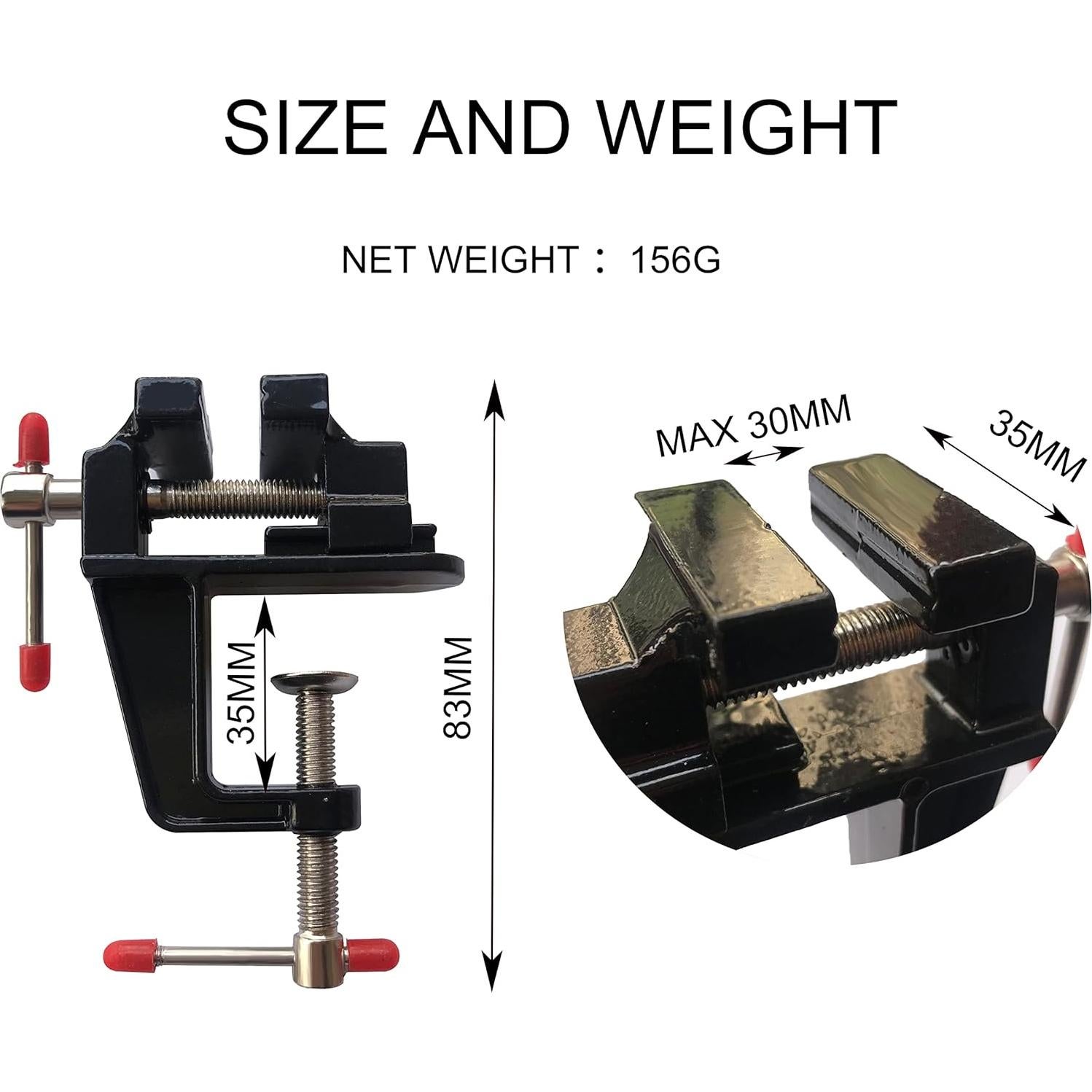 Mini Tornillo de Banco MIKMAYTOO 30mm Negro para Manualidades