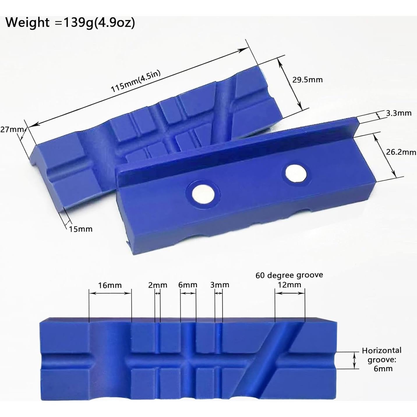 Almohadillas de Mandíbulas de Tornillo MYTEC 115mm TPU Azul 1 par