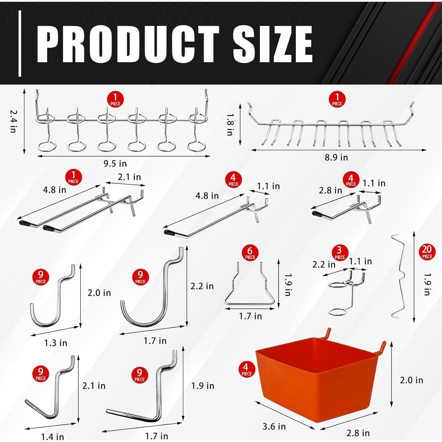 C&T Kit de Ganchos para Tablero de Clavos 80 Piezas 3.2-6.4mm