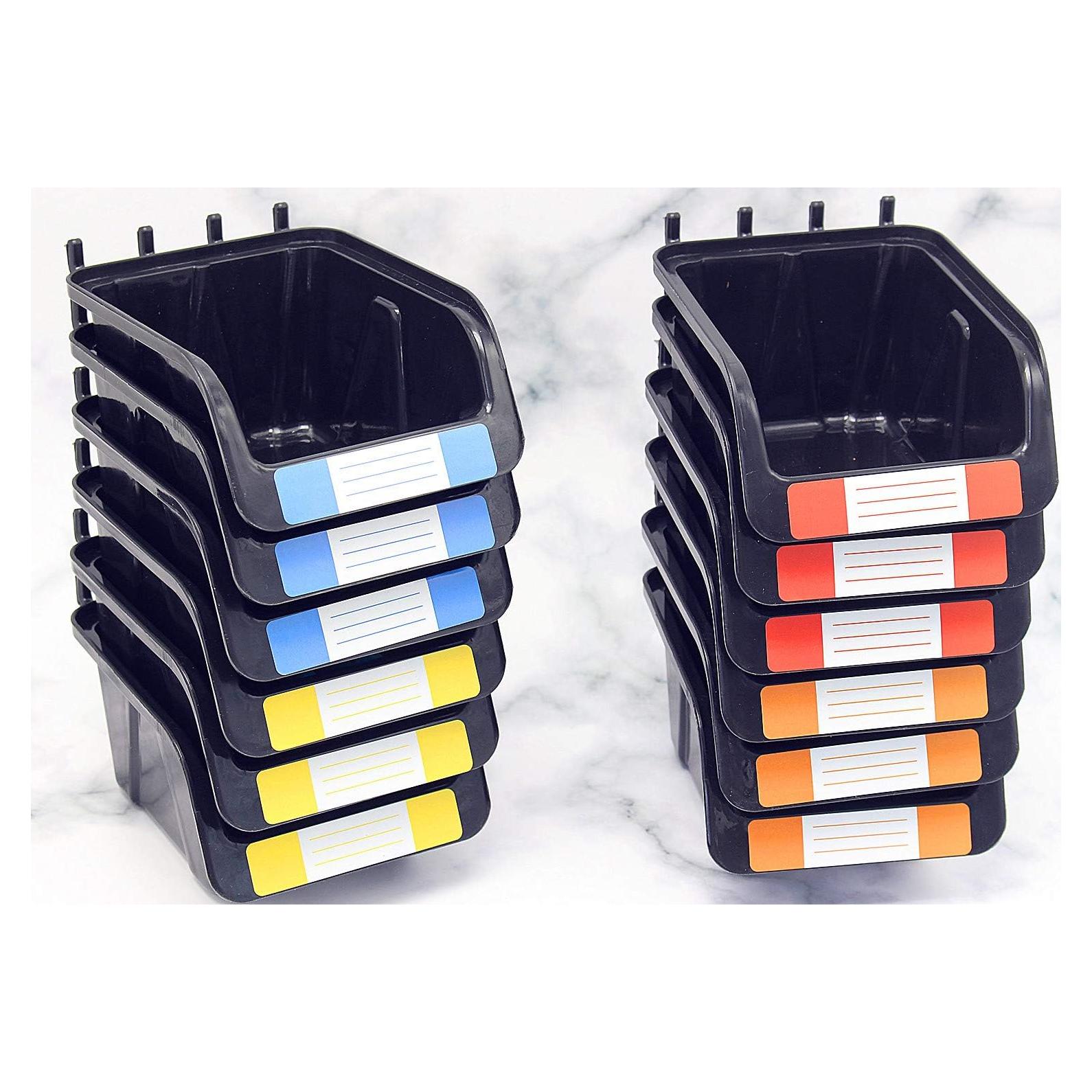 Kit de 12 Bins Negros para Pegboard Colorstorm - Almacenamiento de Herramientas