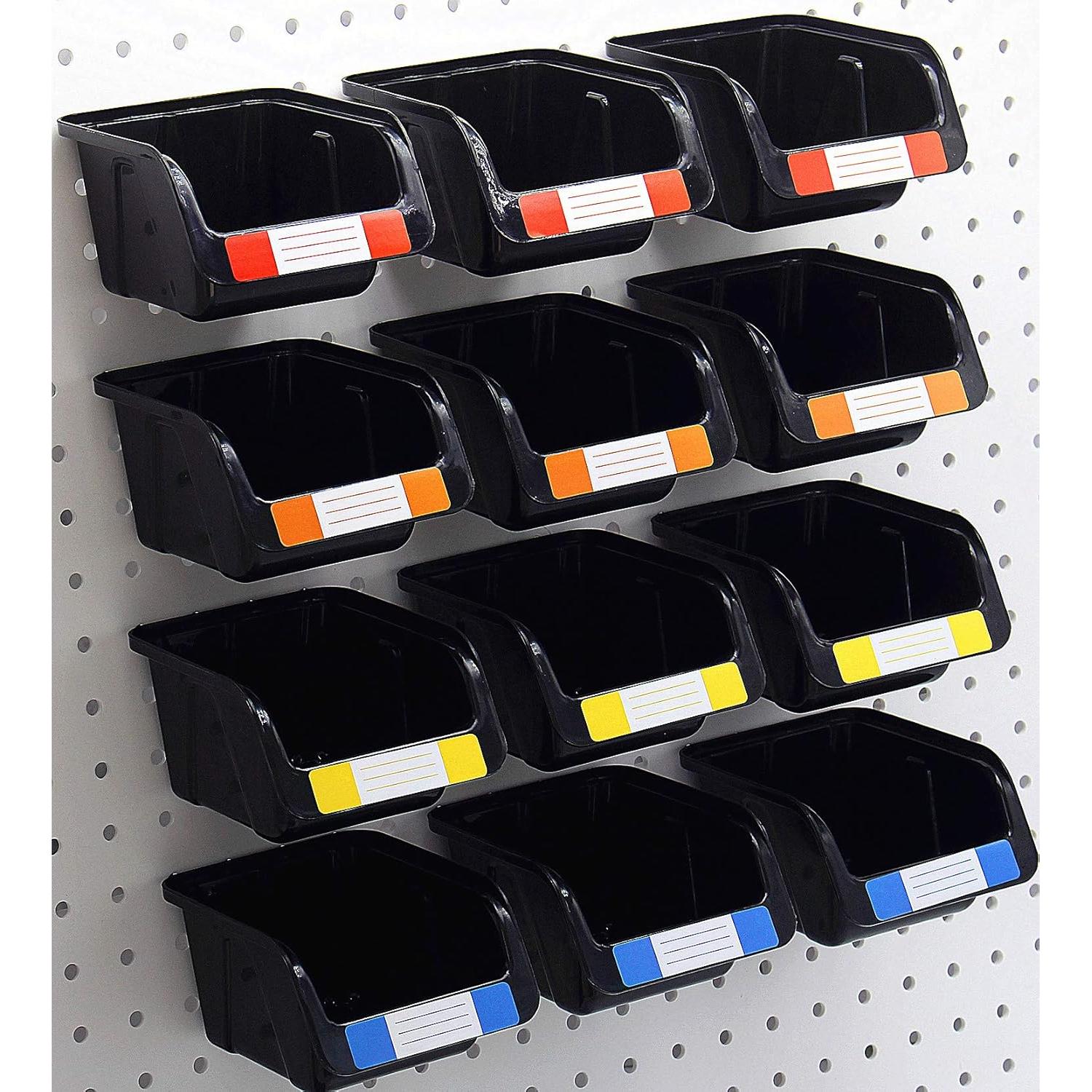 Kit de 12 Bins Negros para Pegboard Colorstorm - Almacenamiento de Herramientas
