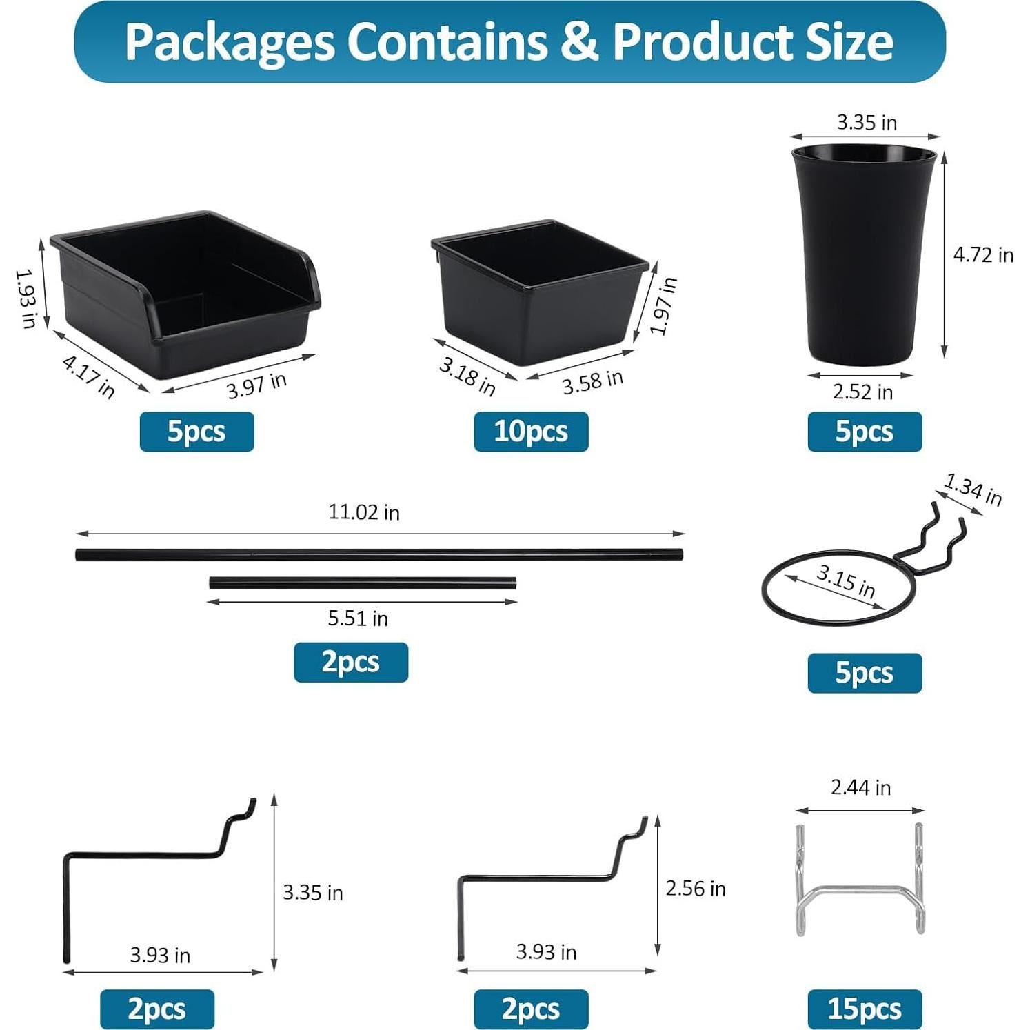 Kit de Accesorios para Tablero Perforado Kruodop 42 PCS