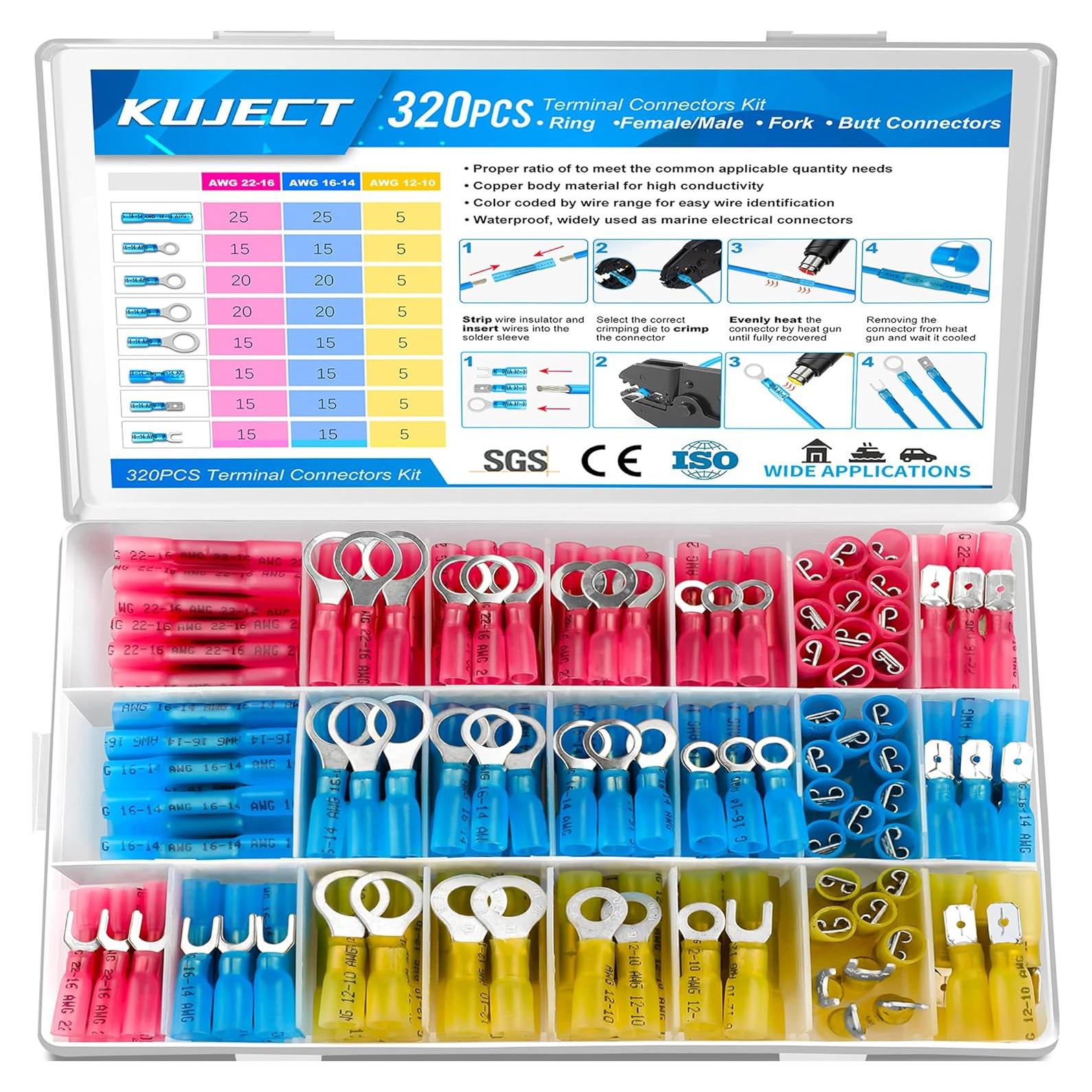 Kit de Conectores de Cable Termoretráctiles Kuject 320PCS