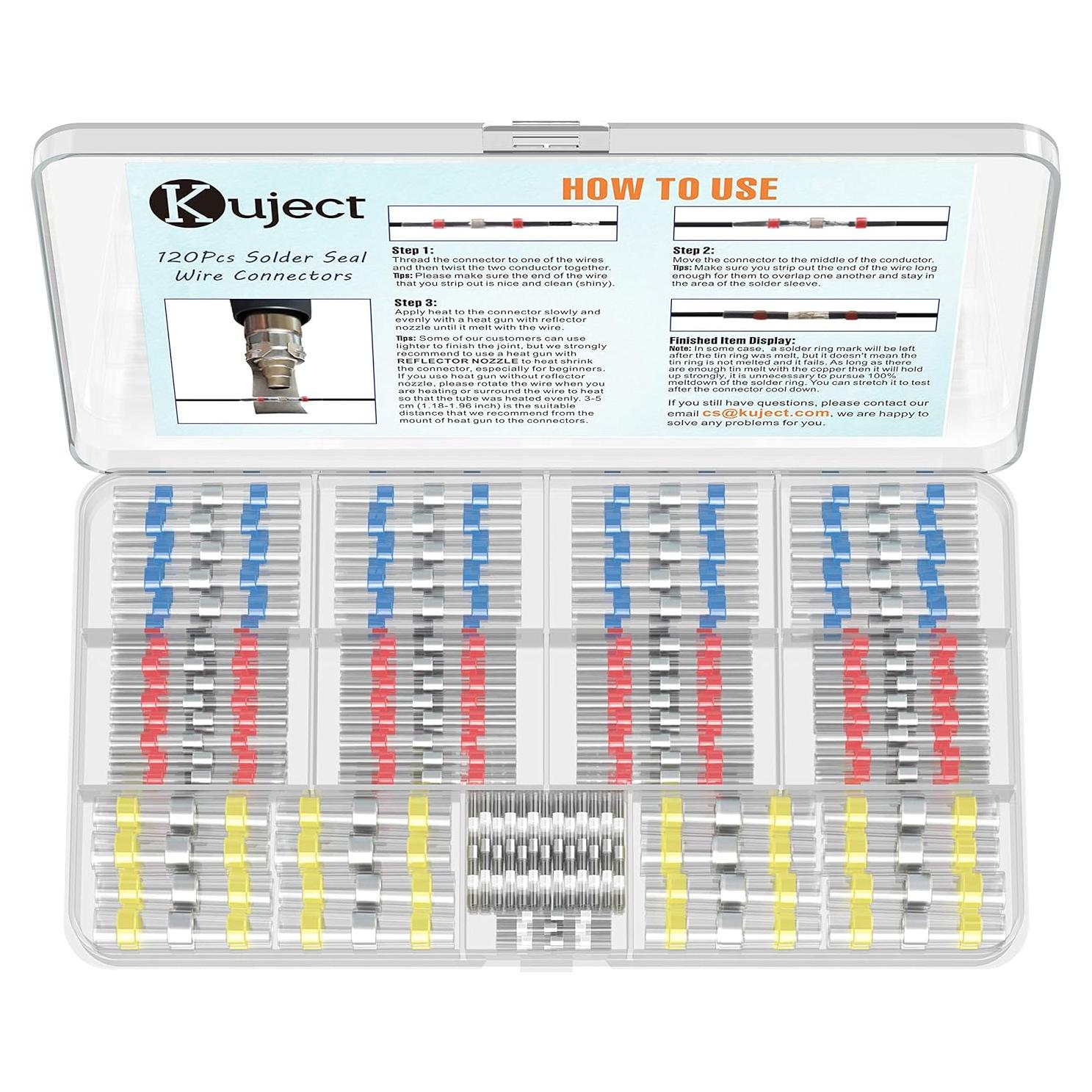 Kit de Conectores de Soldadura Termoretráctil Kuject 120PCS IP67