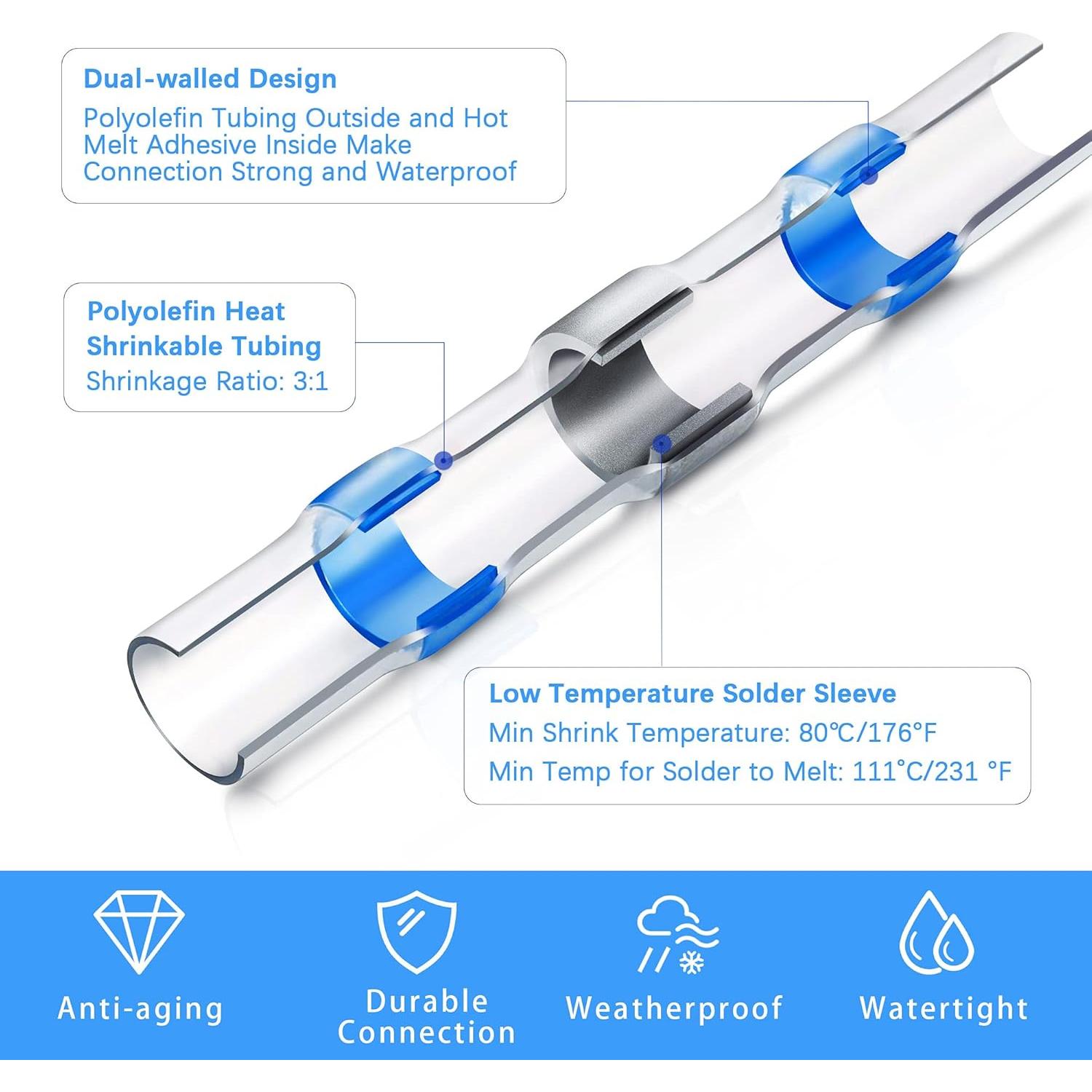 Kit de Conectores de Soldadura Termoretráctil Kuject 120PCS IP67