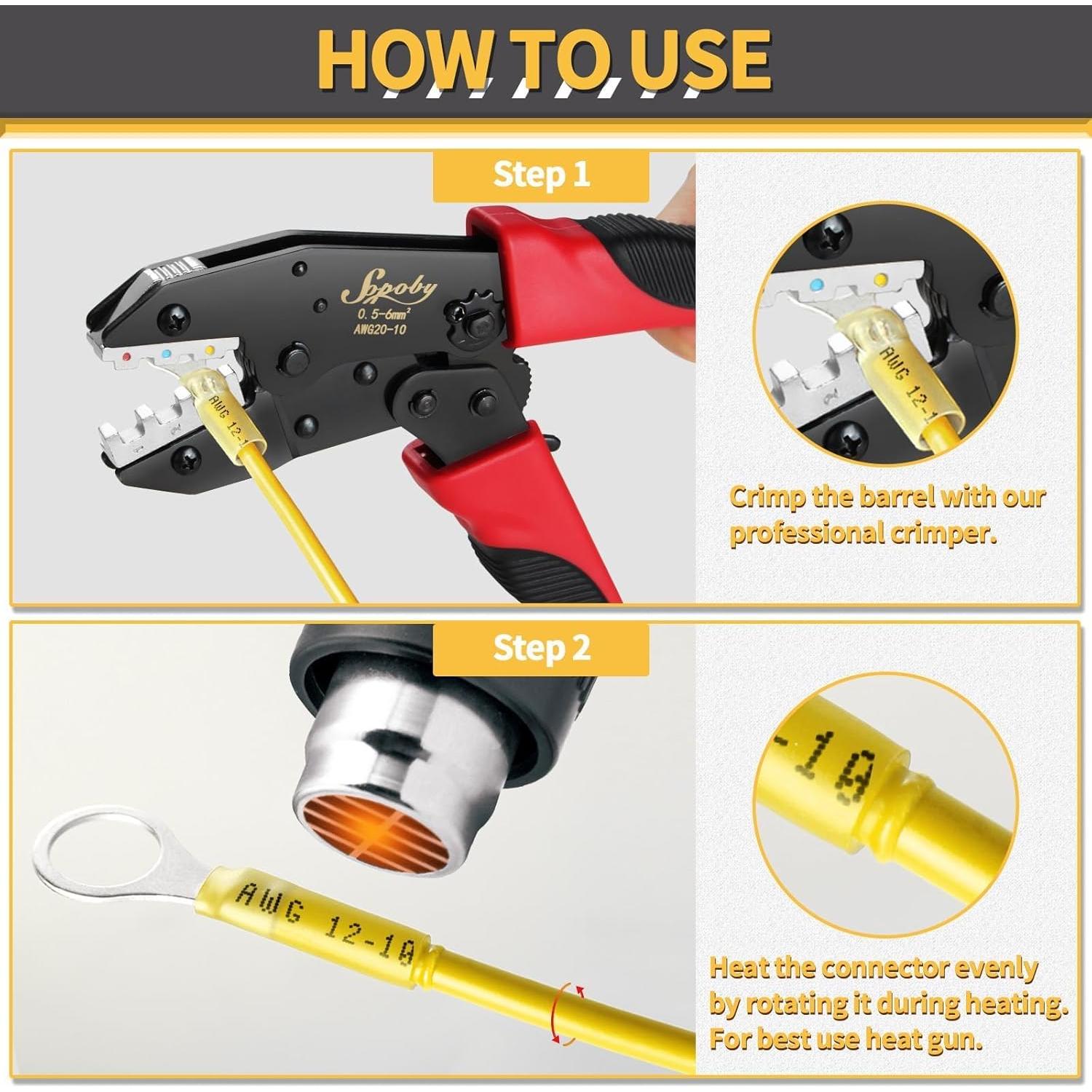 Kit de Conectores Eléctricos Sopoby 540PCS AWG 22-10 Impermeables