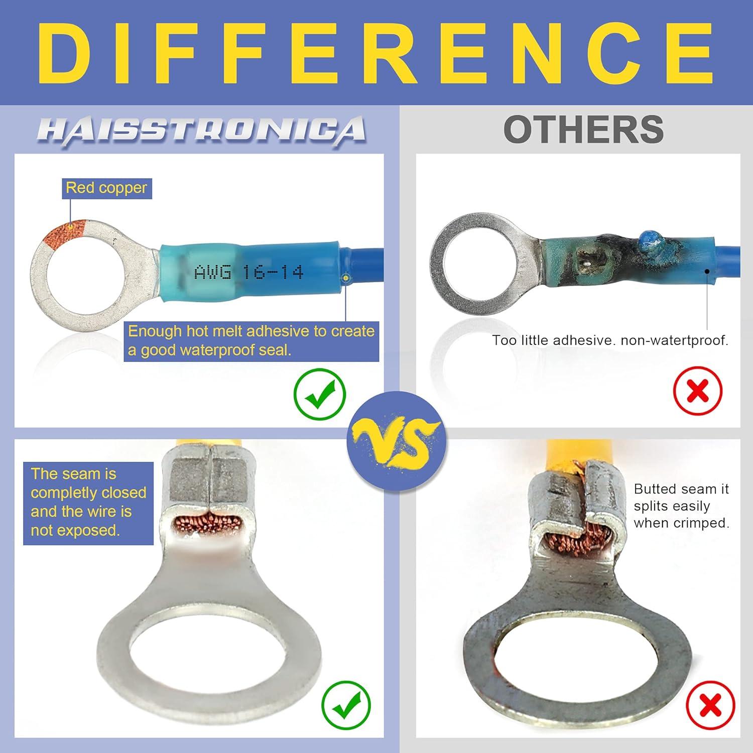 Kit de Conectores de Calor Haisstronica 520PCS Cobre Rojo 16-14 22-16 12-10