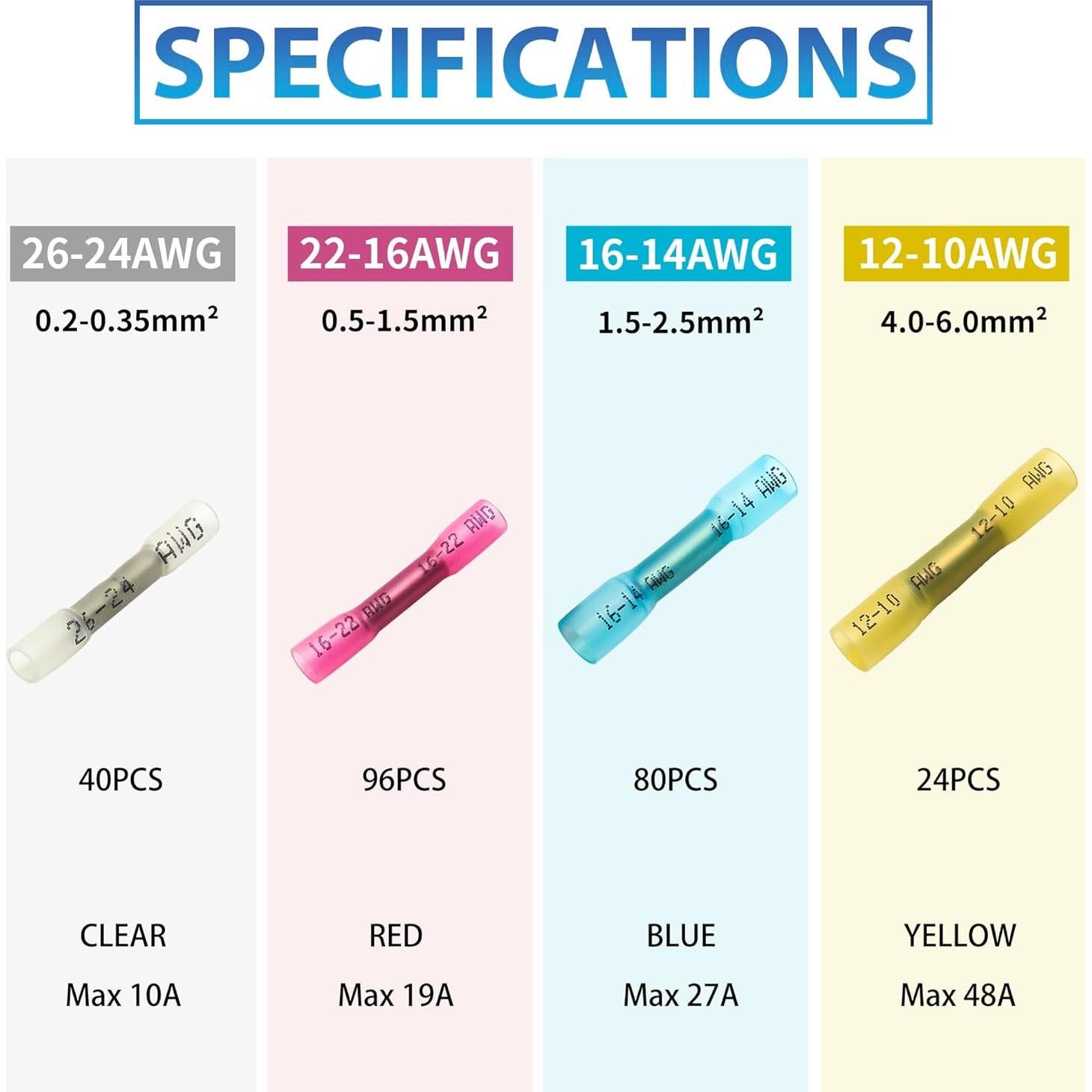 Kit de Conectores de Crimpado de Calor Retráctil Oiojuct 240 Pzs