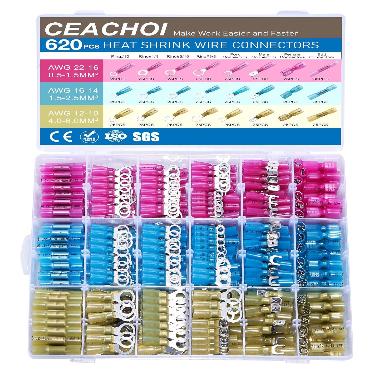 Kit de Conectores Eléctricos 620PCS CEACHOI Impermeables