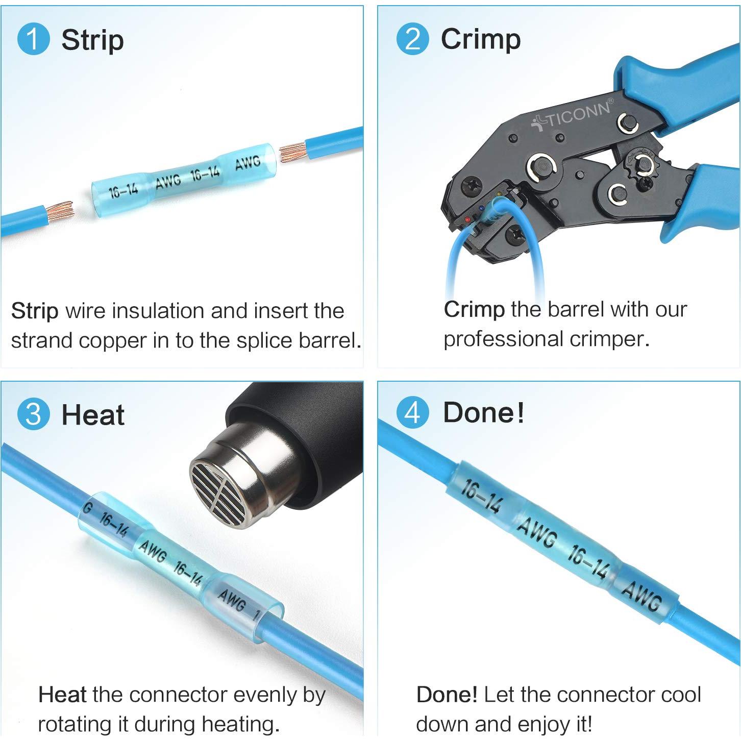 Kit de Conectores de Cable TICONN 100PCS Termorretráctil Impermeables
