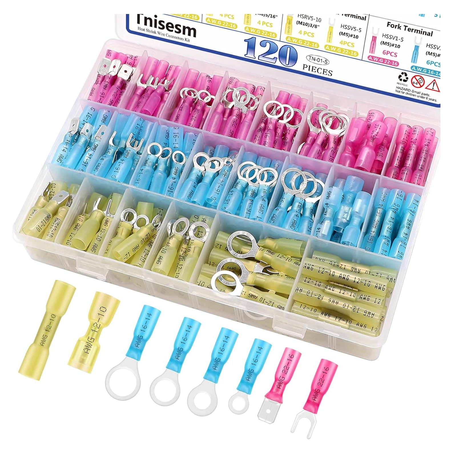 Kit de 120 Conectores Termoretráctiles Tnisesm para Cables