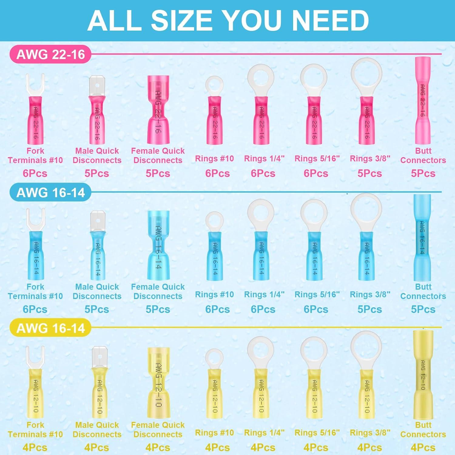 Kit de 120 Conectores Termoretráctiles Tnisesm para Cables