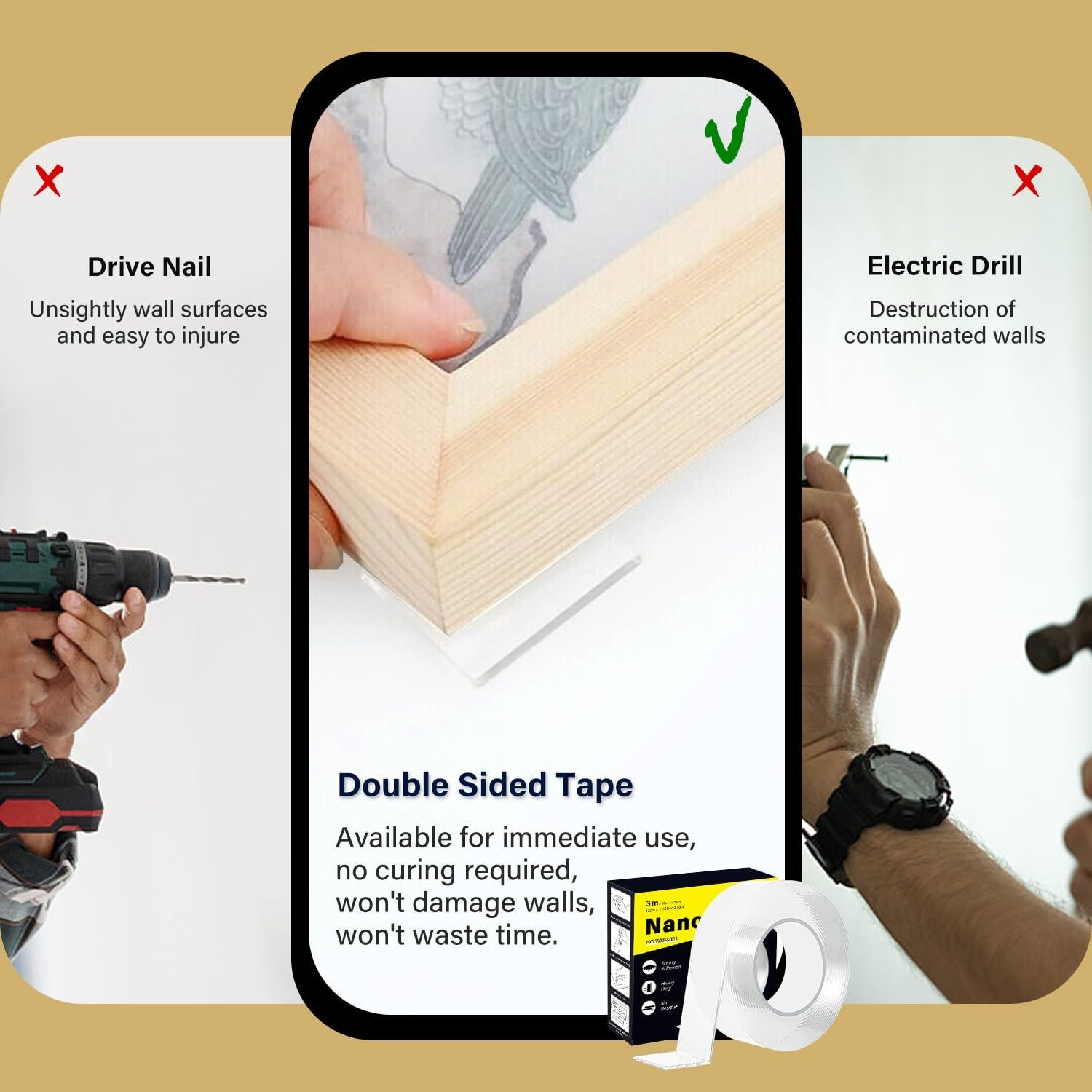 Cinta Doble Cara WINNOW 3 cm x 6.1 m - Alta Resistencia, Reutilizable