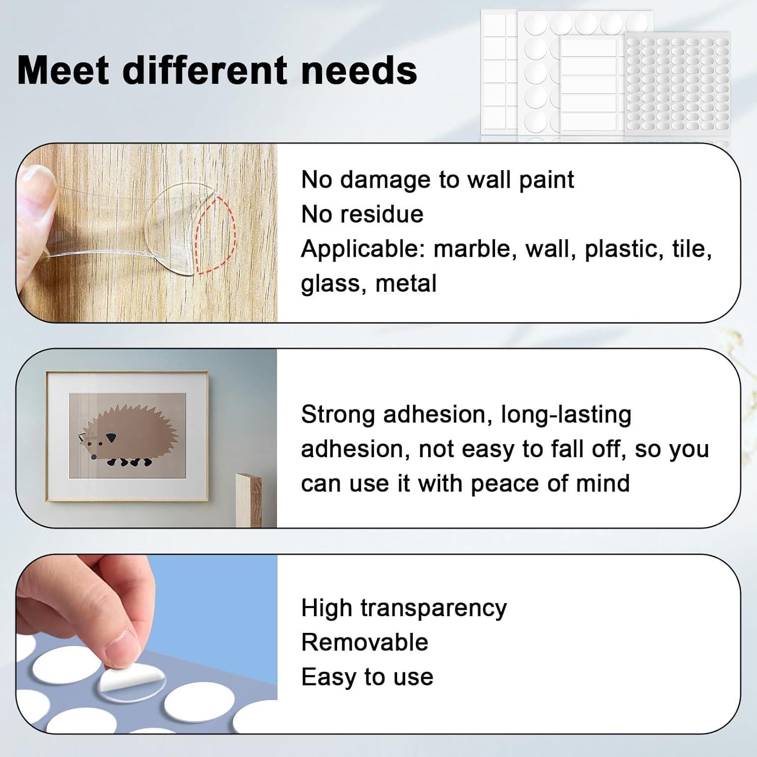 Cinta Nano Doble Cara Fengnuo 360pcs Multi-Forma 2.03cm