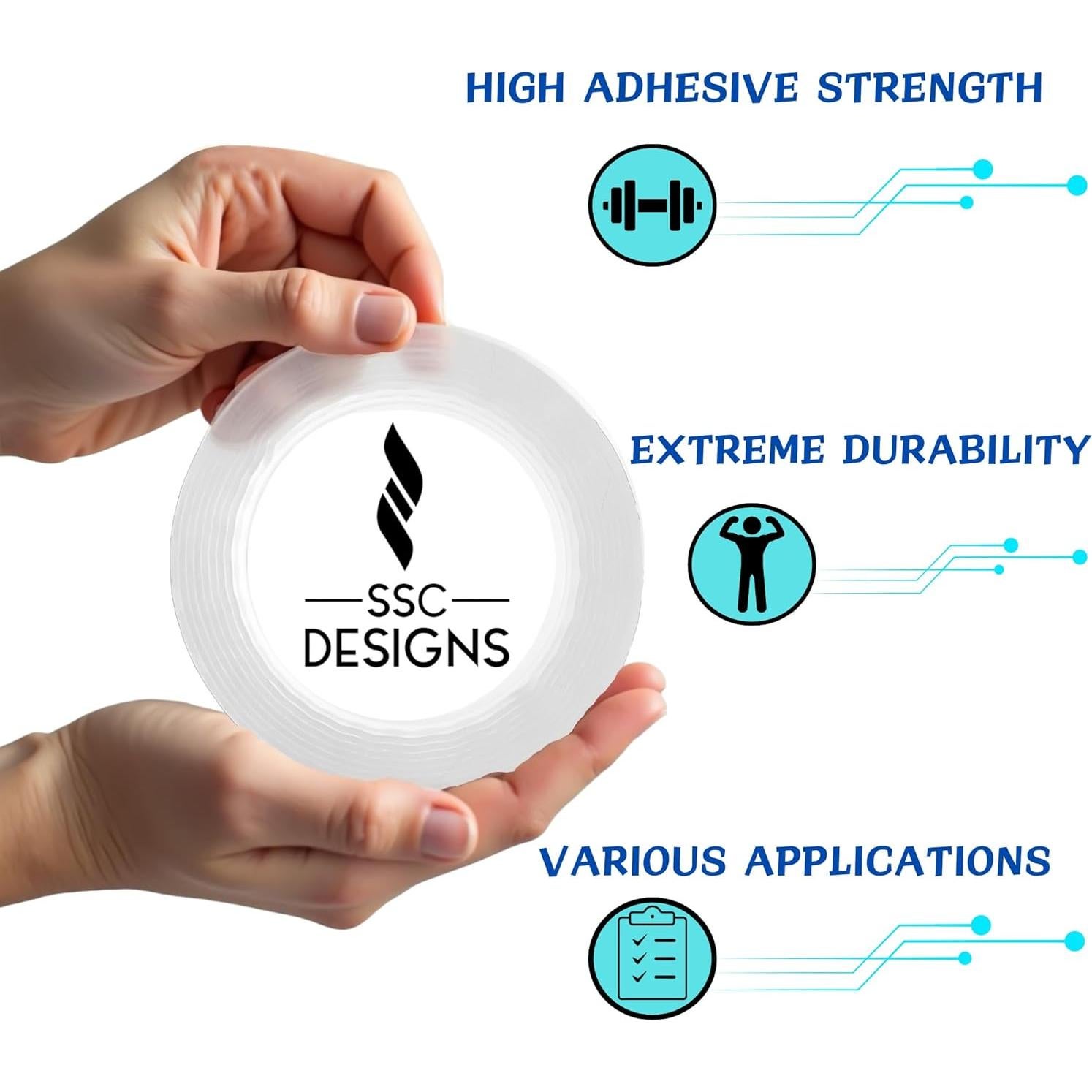Cinta de Montaje Doble Cara SSCDesigns 3m Alta Resistencia