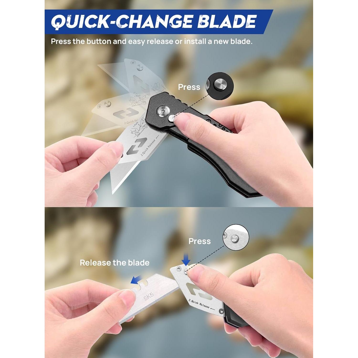 Cuchillo Utility BIBURY Negro con 10 Cuchillas Reemplazables