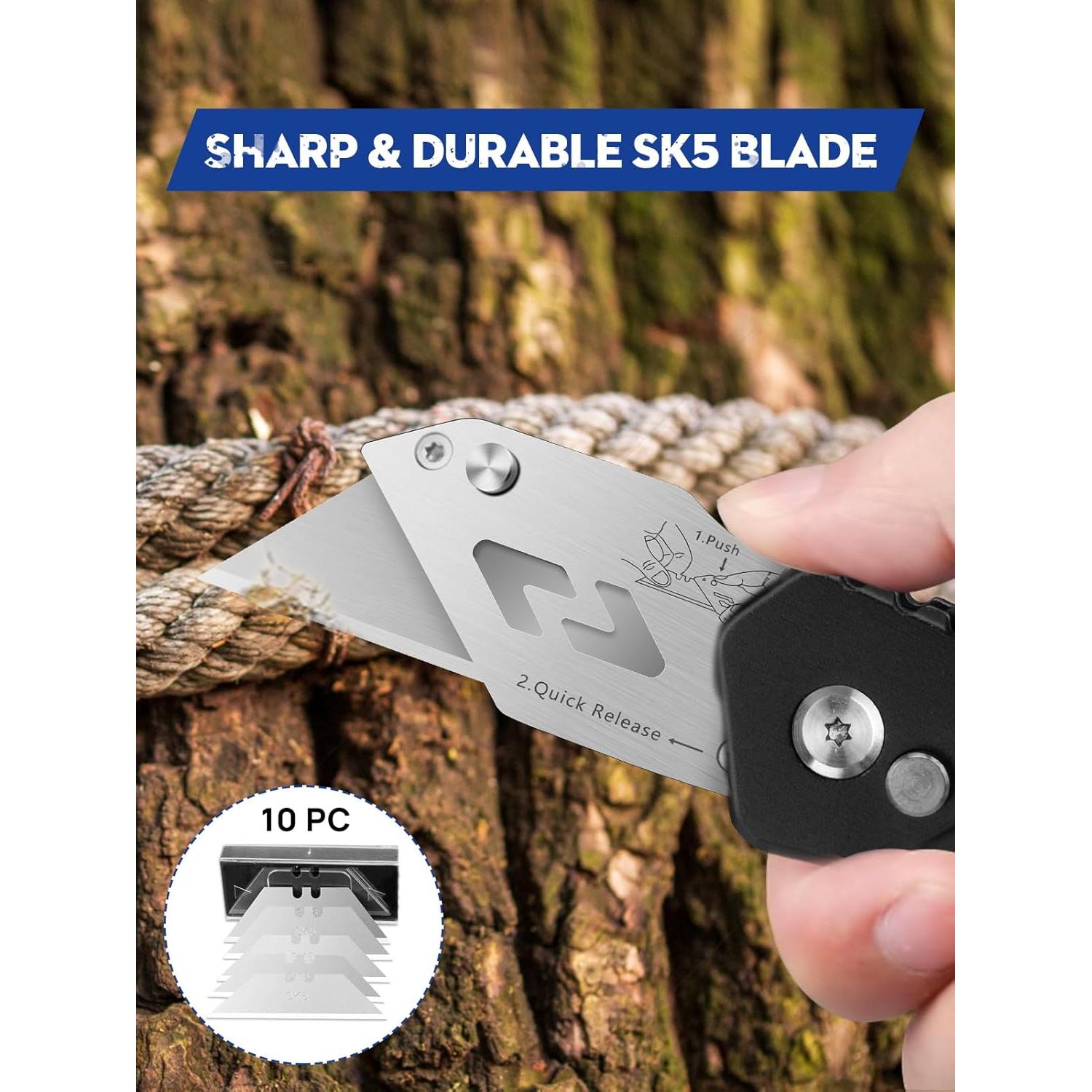 Cuchillo Utility BIBURY Negro con 10 Cuchillas Reemplazables