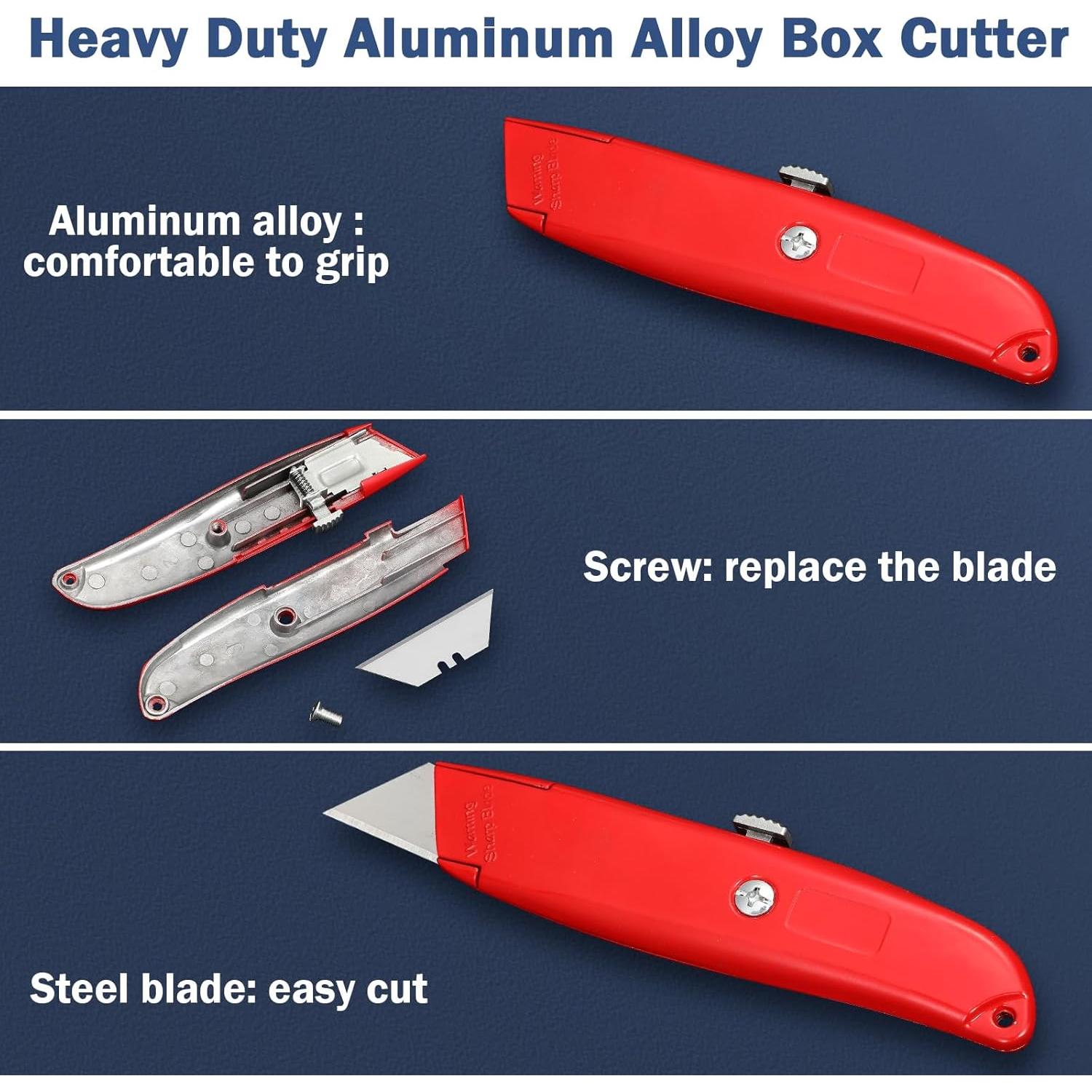 Cuchillo Cortador de Cajas Retráctil Lasnten 12 Pcs Rojo