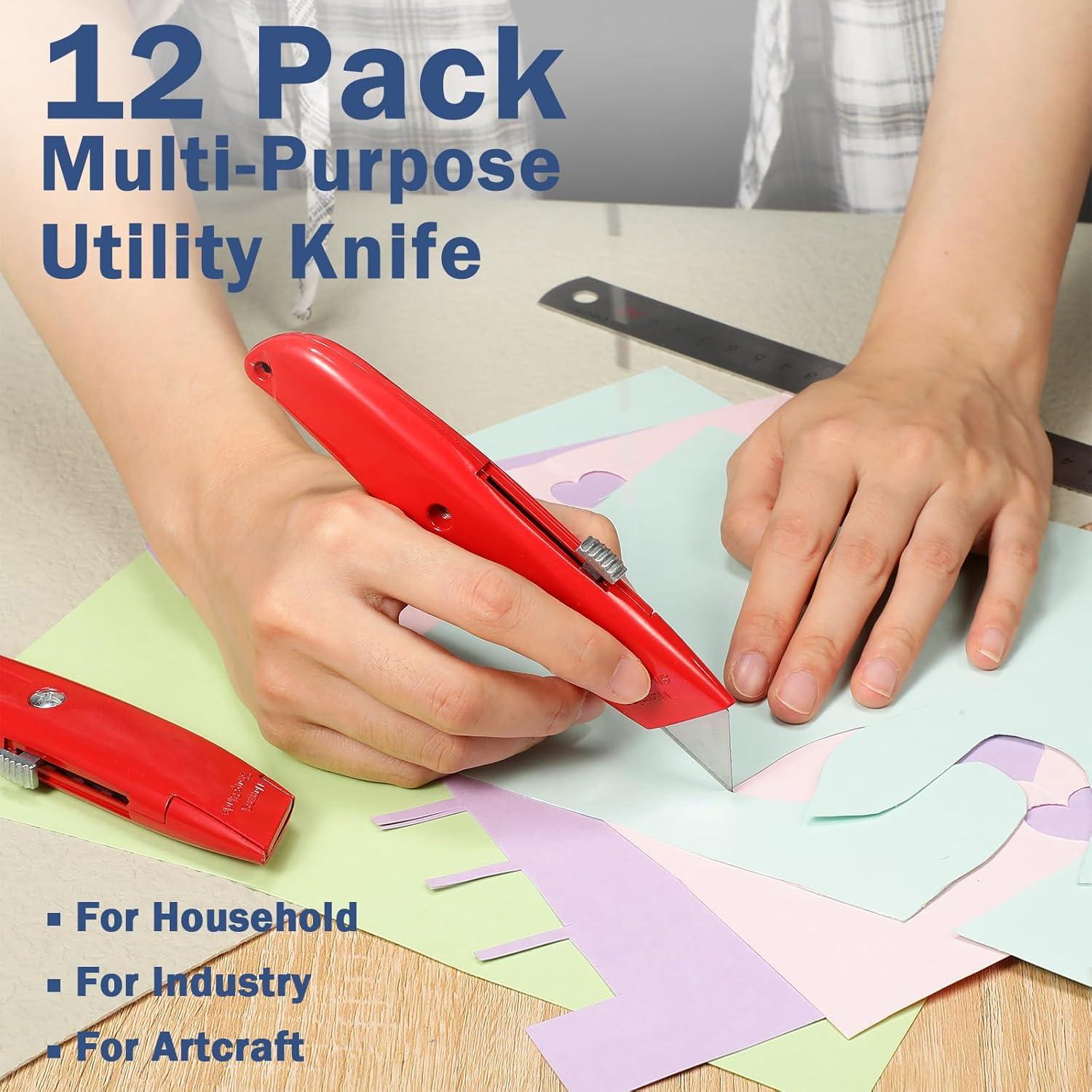 Cuchillo Cortador de Cajas Retráctil Lasnten 12 Pcs Rojo